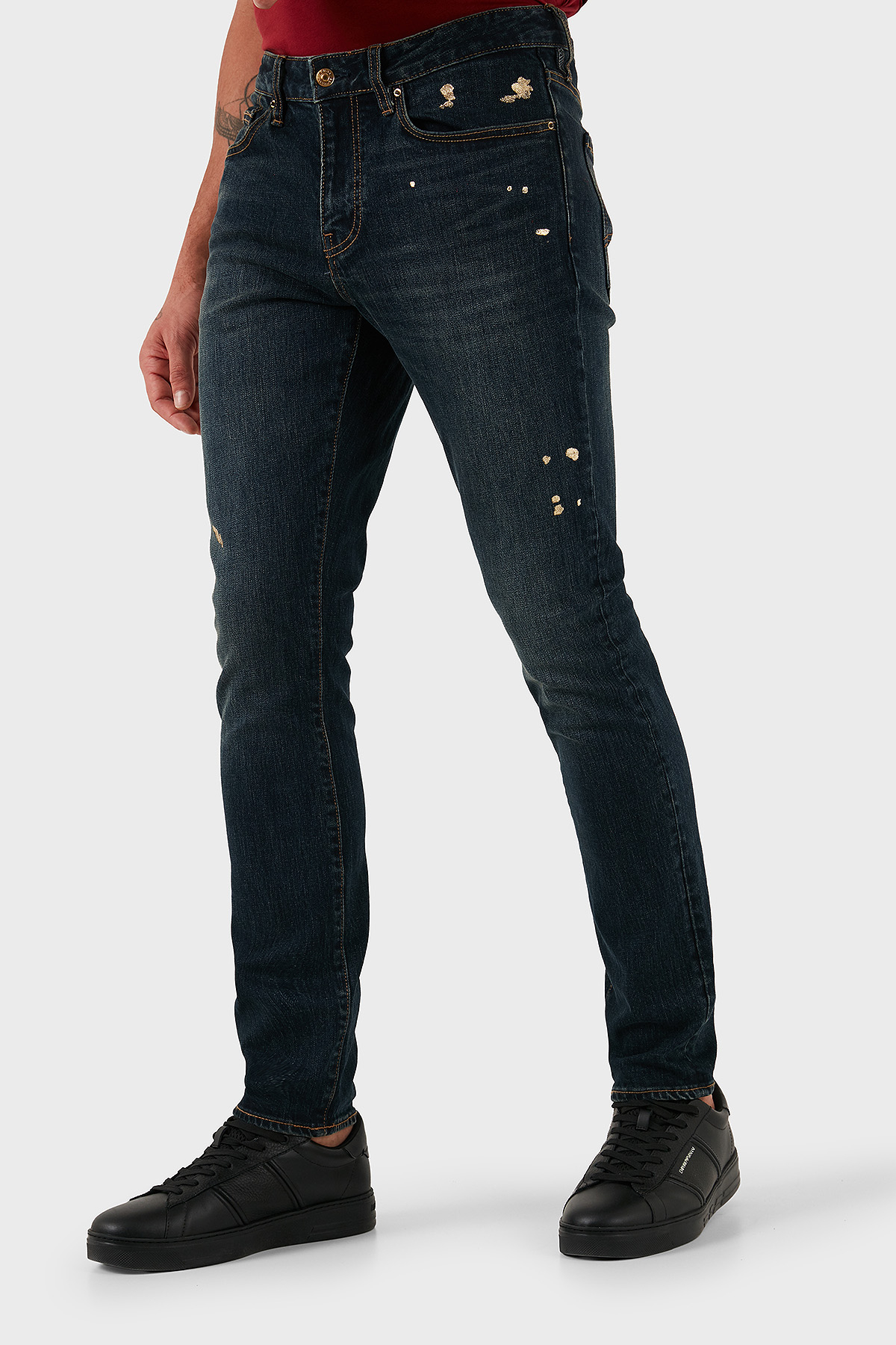 Armani Exchange Pamuklu Slim Fit Normal Bel Dar Paça Jeans Erkek Kot Pantolon XM000070 AF15833 MB001 LACİVERT
