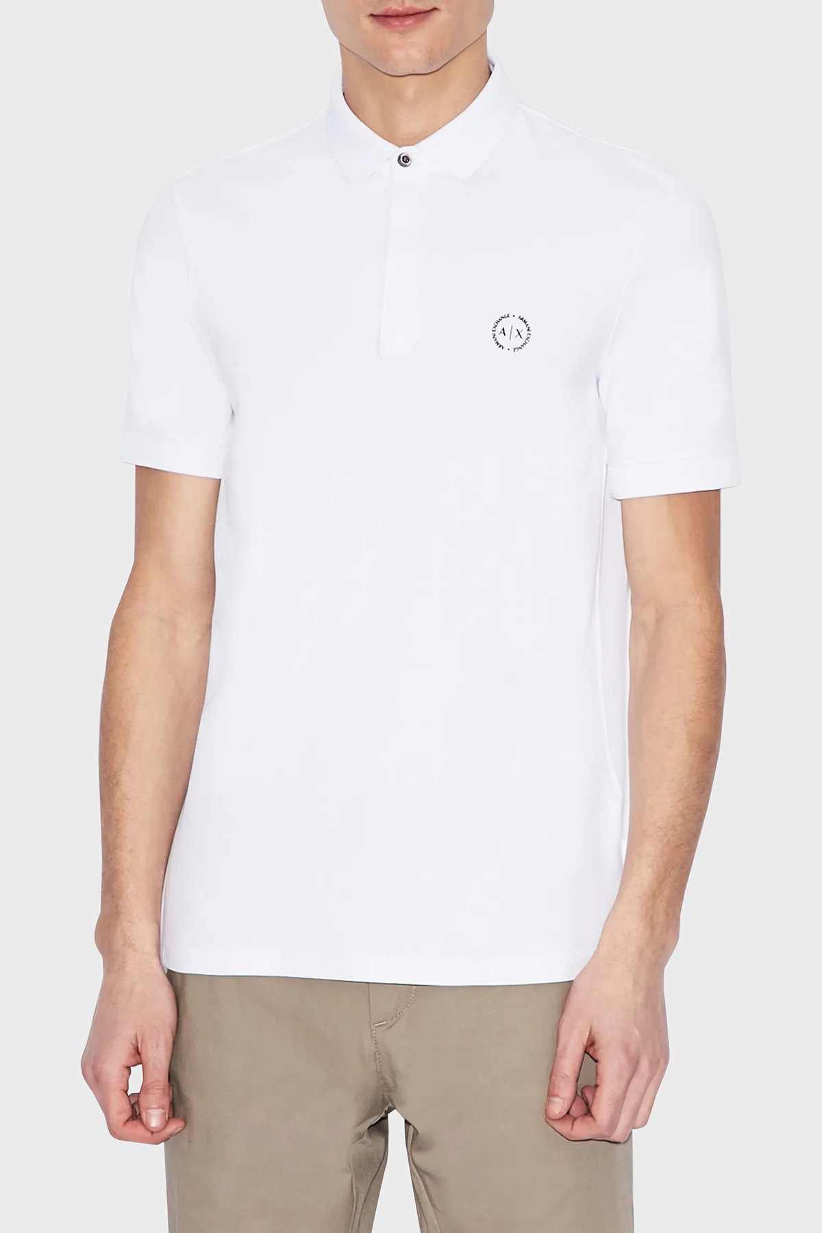 Armani Exchange Pamuklu  T Shirt Erkek Polo 8NZF91 ZJ81Z 1100 BEYAZ