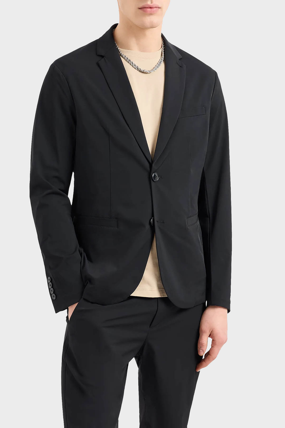 Armani Exchange Regular Fit Düğmeli Blazer Erkek Ceket 8NZG49 ZNYZZ 1200 SİYAH
