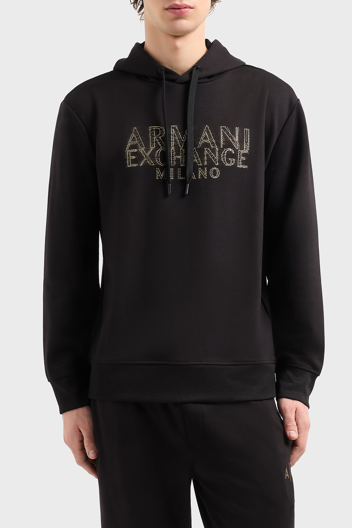 Armani Exchange Regular Fit Kapüşonlu Efektli Logo Baskılı Erkek Sweat XM000332 AF12269 UC001 SİYAH