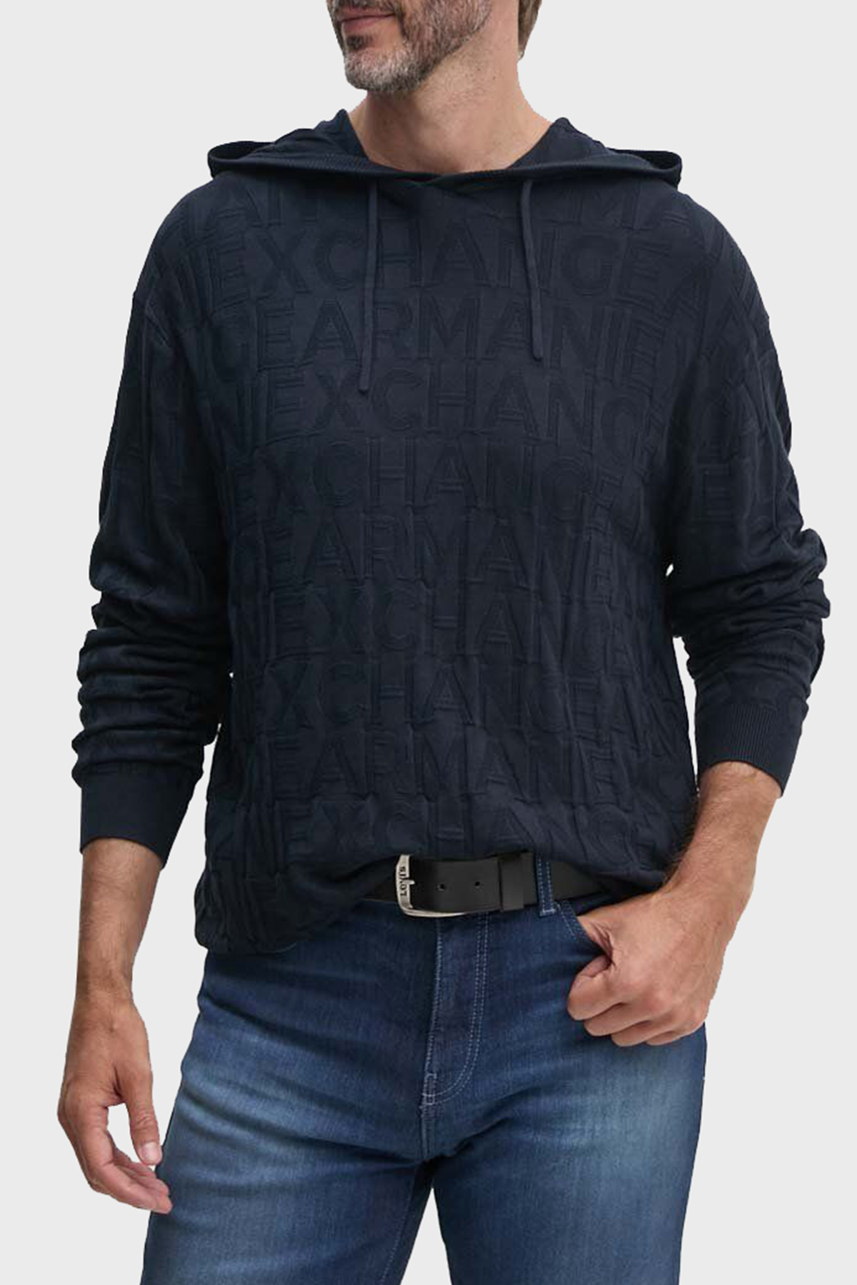 Armani Exchange Regular Fit Kapüşonlu Yaka Örme Erkek Kazak 6DZM1B ZM4DZ 1510 LACİVERT