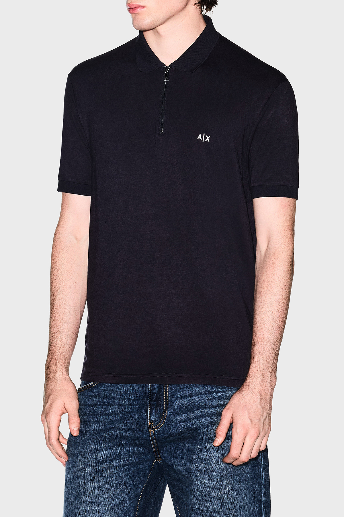 Armani Exchange Regular Fit Logolu Fermuarlı Erkek Polo XM002372 AF21936 UB101 LACİVERT
