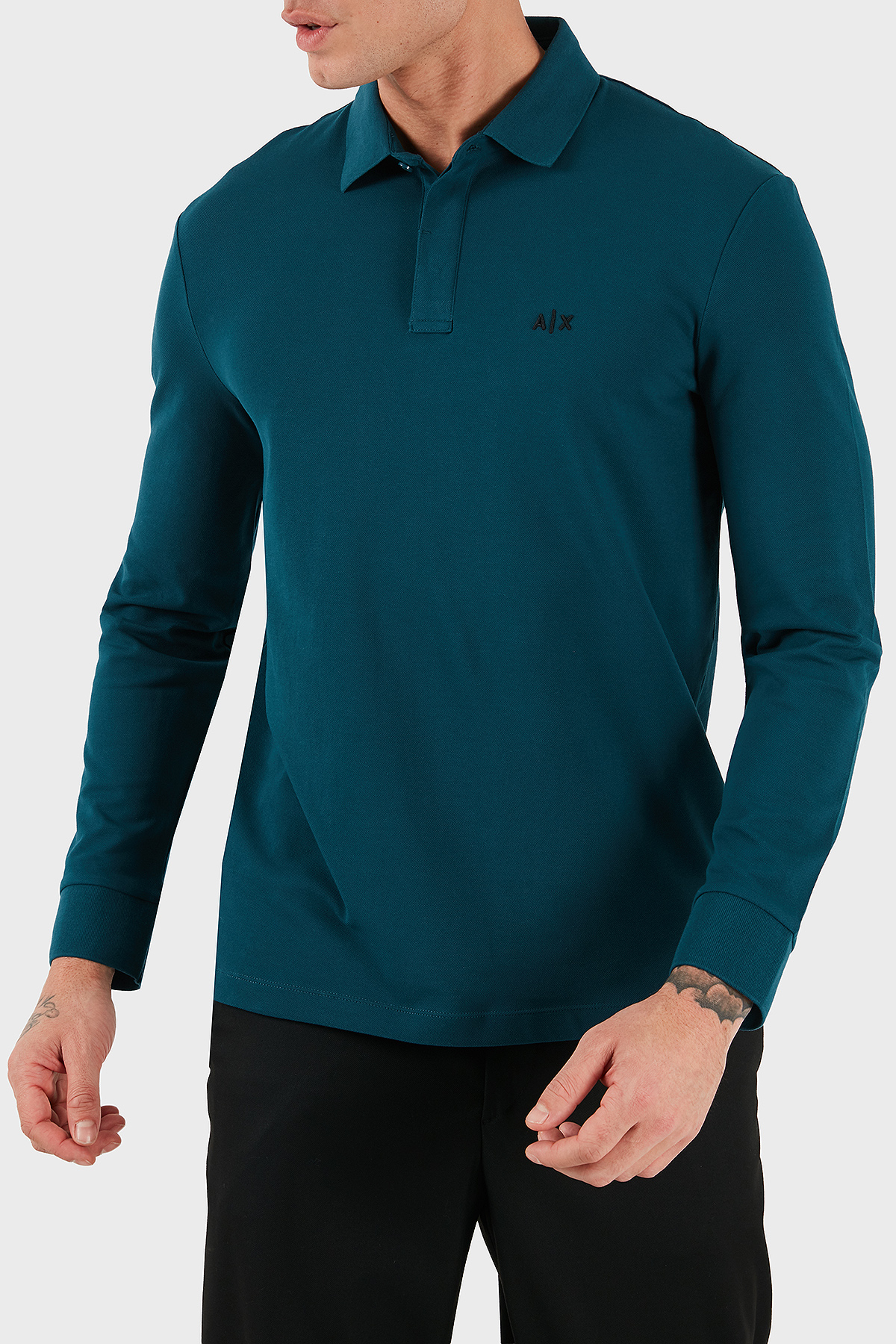 Armani Exchange Regular Fit Pamuklu Logolu Erkek Polo Yaka Sweat XM001288 AF17321 UB022 PETROL
