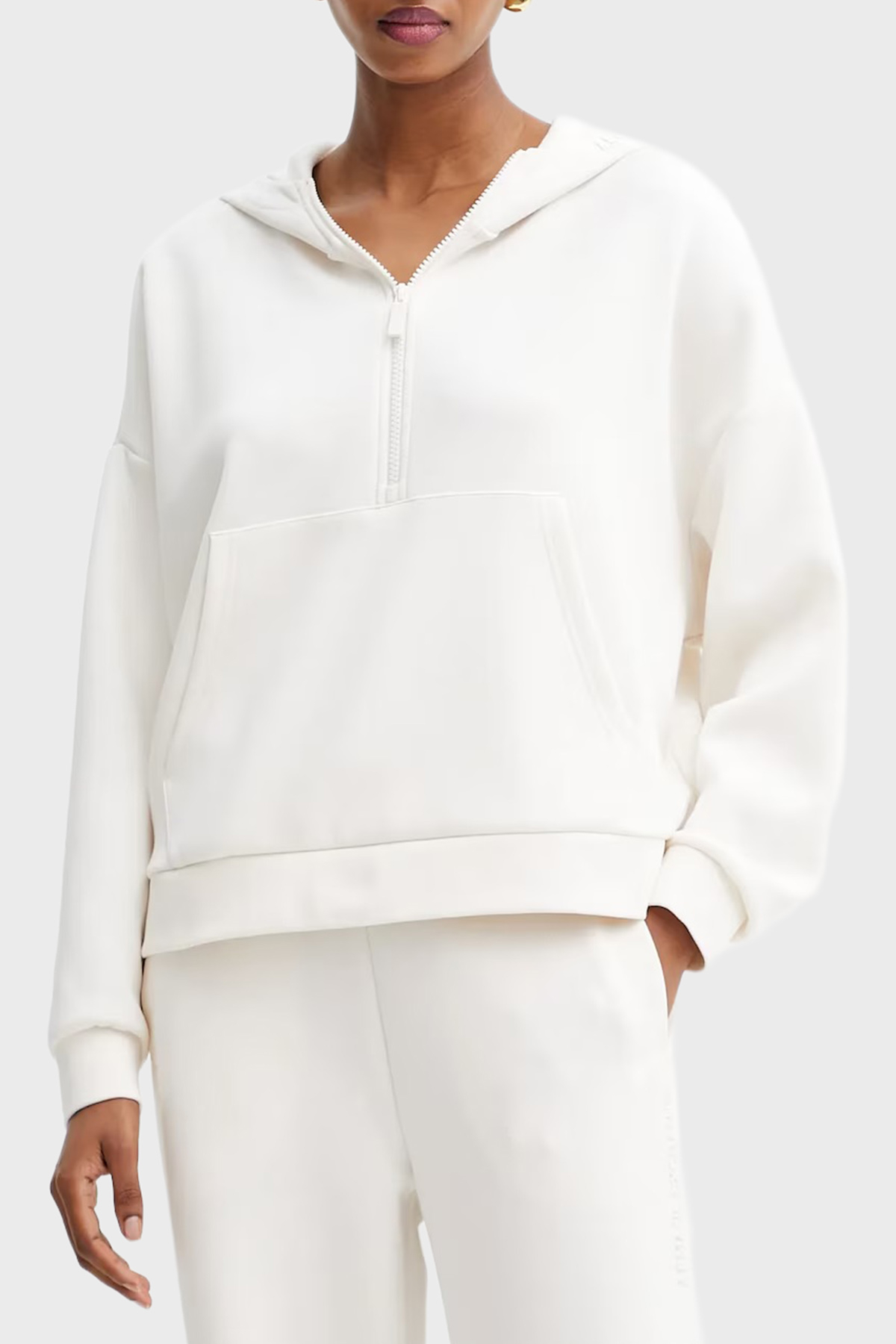 Armani Exchange Relaxed Fit Kapüşonlu Yaka Kanguru Cepli Kadın Sweat XW000980 AF16111 U1003 EKRU