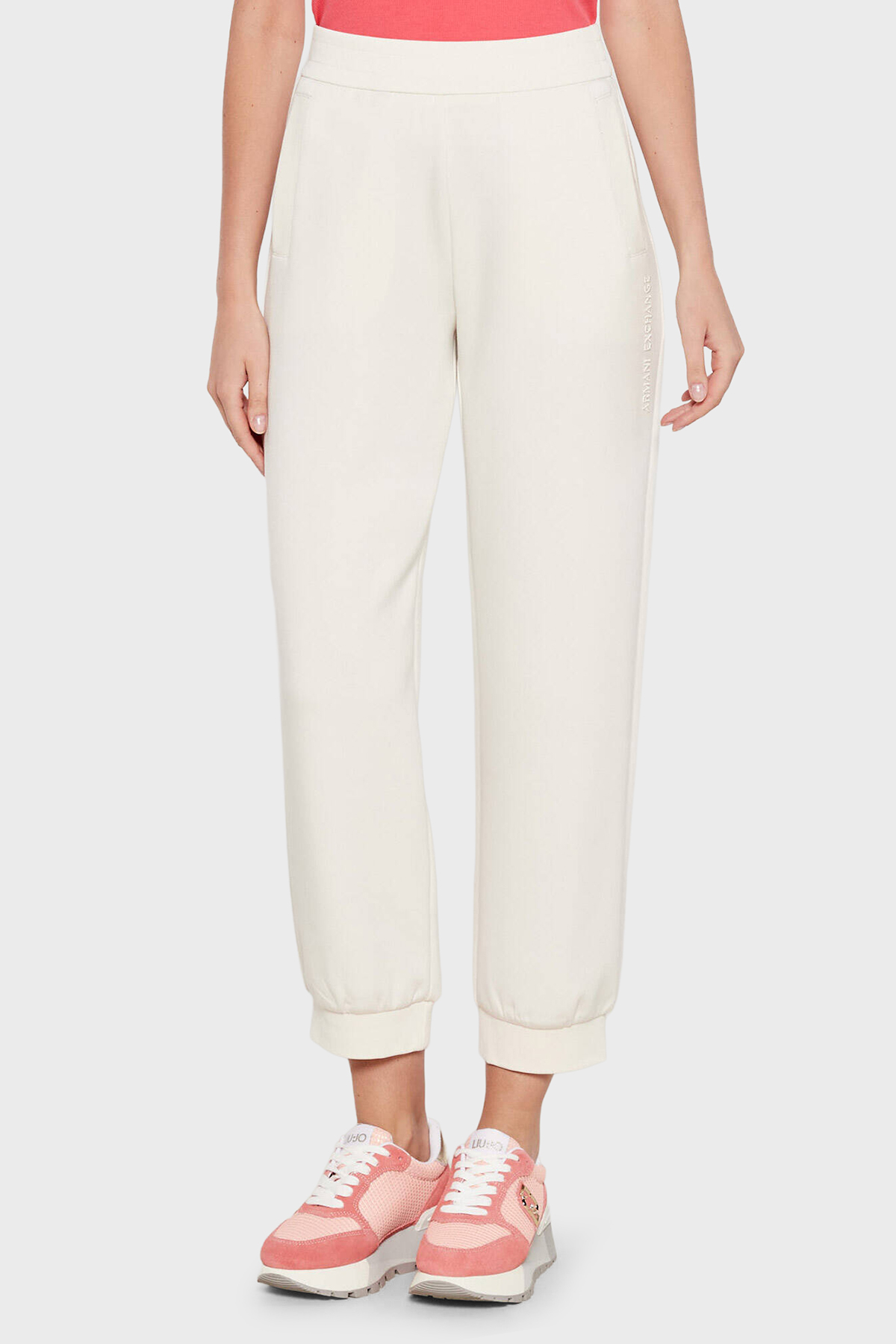 Armani Exchange Relaxed Fit Lastikli Paça Logolu Jogger Kadın Pantolon XW001011 AF16111 U1003 EKRU