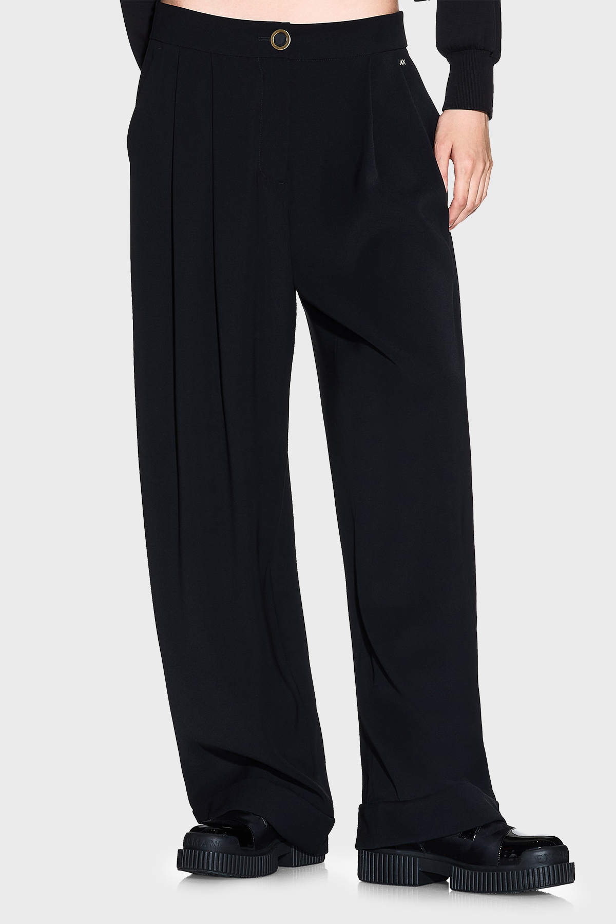 Armani Exchange Relaxed Fit Yüksek Bel Geniş Paça Kadın Pantolon XW001826 AF16125 UC001 SİYAH