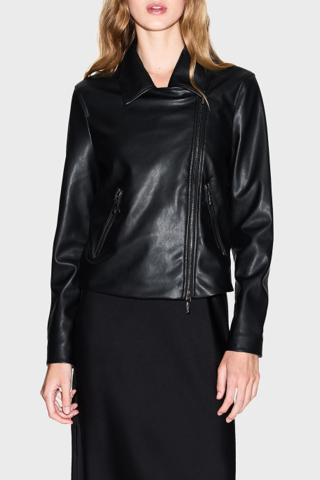 Armani Exchange Slim Fit Apaş Yaka Fermuar Detaylı Bayan Deri