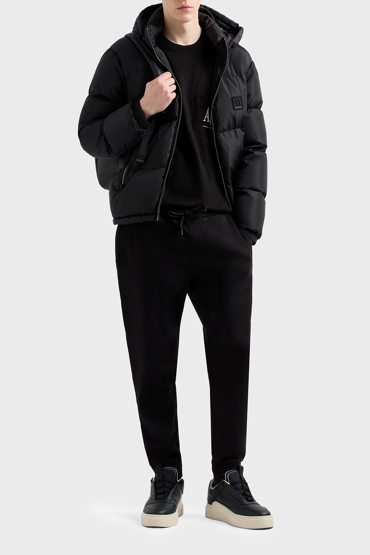 Armani Exchange Streç Pamuklu Regular Fit Normal Bel Ribanalı Paça Jogger Erkek Pantolon XM000373 AF10818 UC001 SİYAH