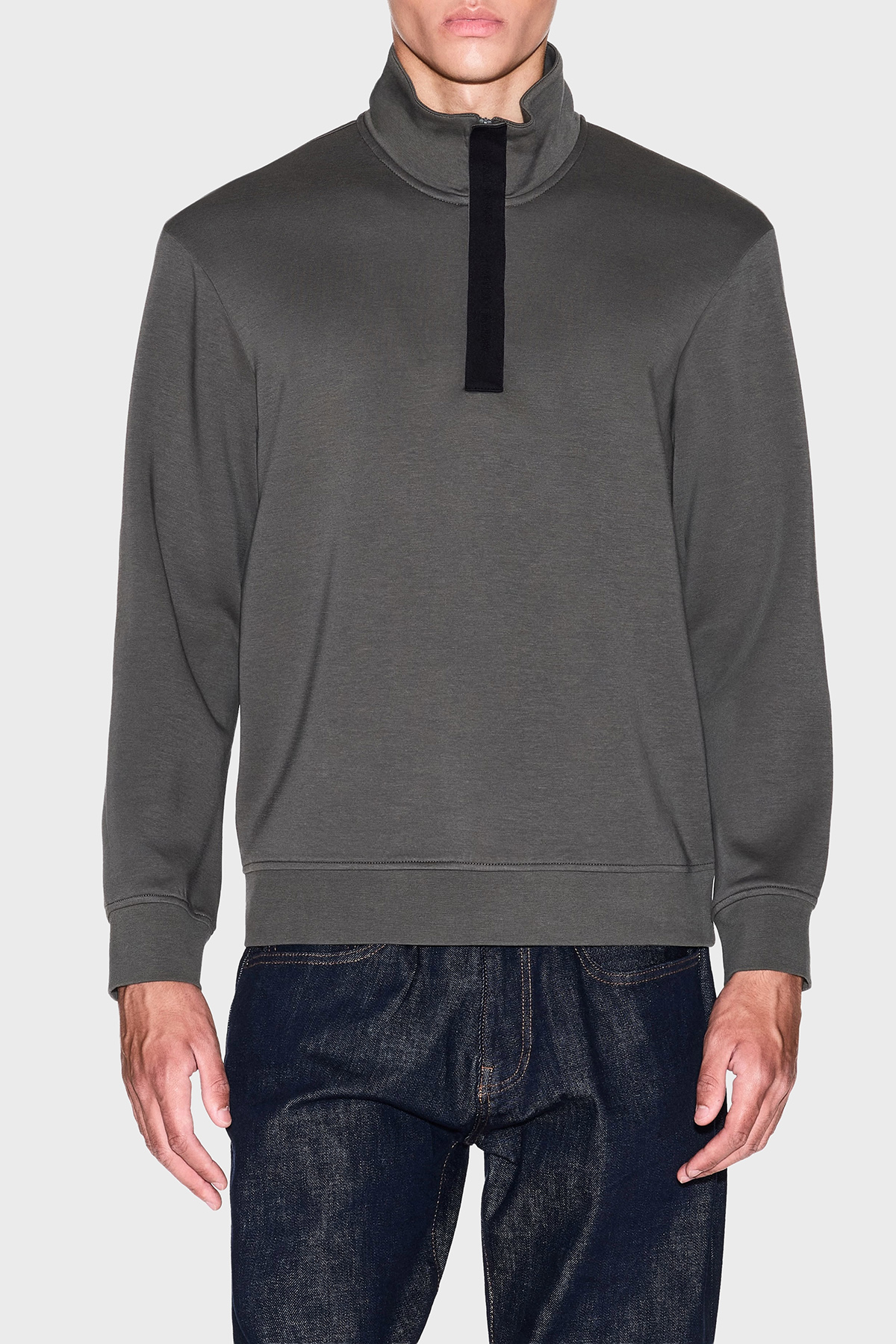 Armani Exchange Streç Pamuklu Regular Fit Yarım Fermuarlı Dik Yaka Erkek Sweat XM001295 AF10818 U8144 AÇIK YEŞİL