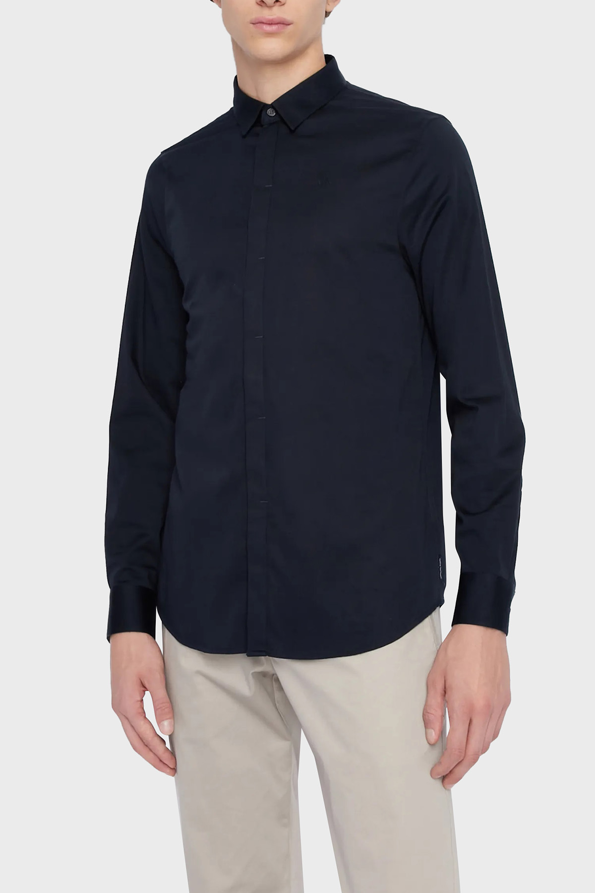 Armani Exchange Streç Pamuklu Slim Fit Erkek Gömlek 8NZCBD ZN10Z 1510 LACİVERT