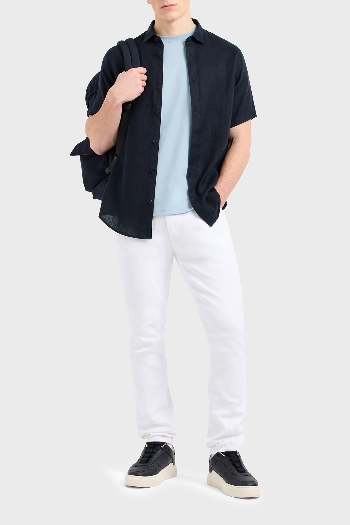 Armani Exchange Streç Pamuklu Slim Fit Normal Bel Dar Paça Jeans Erkek Kot Pantolon XM000070 AF14267 U0001 BEYAZ