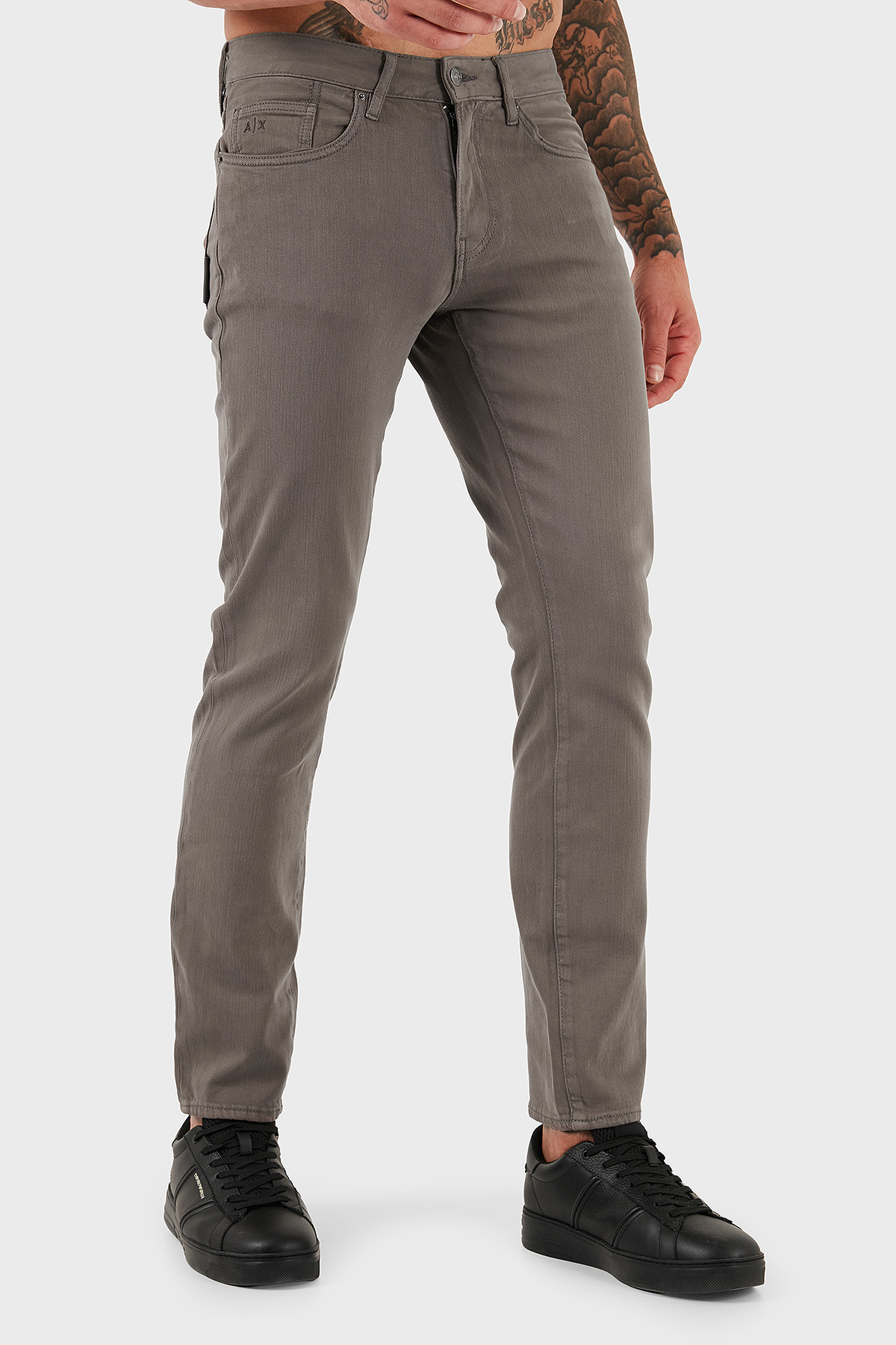 Armani Exchange Streç Pamuklu Slim Fit Normal Bel Dar Paça Jeans Erkek Kot Pantolon XM000070 AF18826 U8092 KOYU GRİ