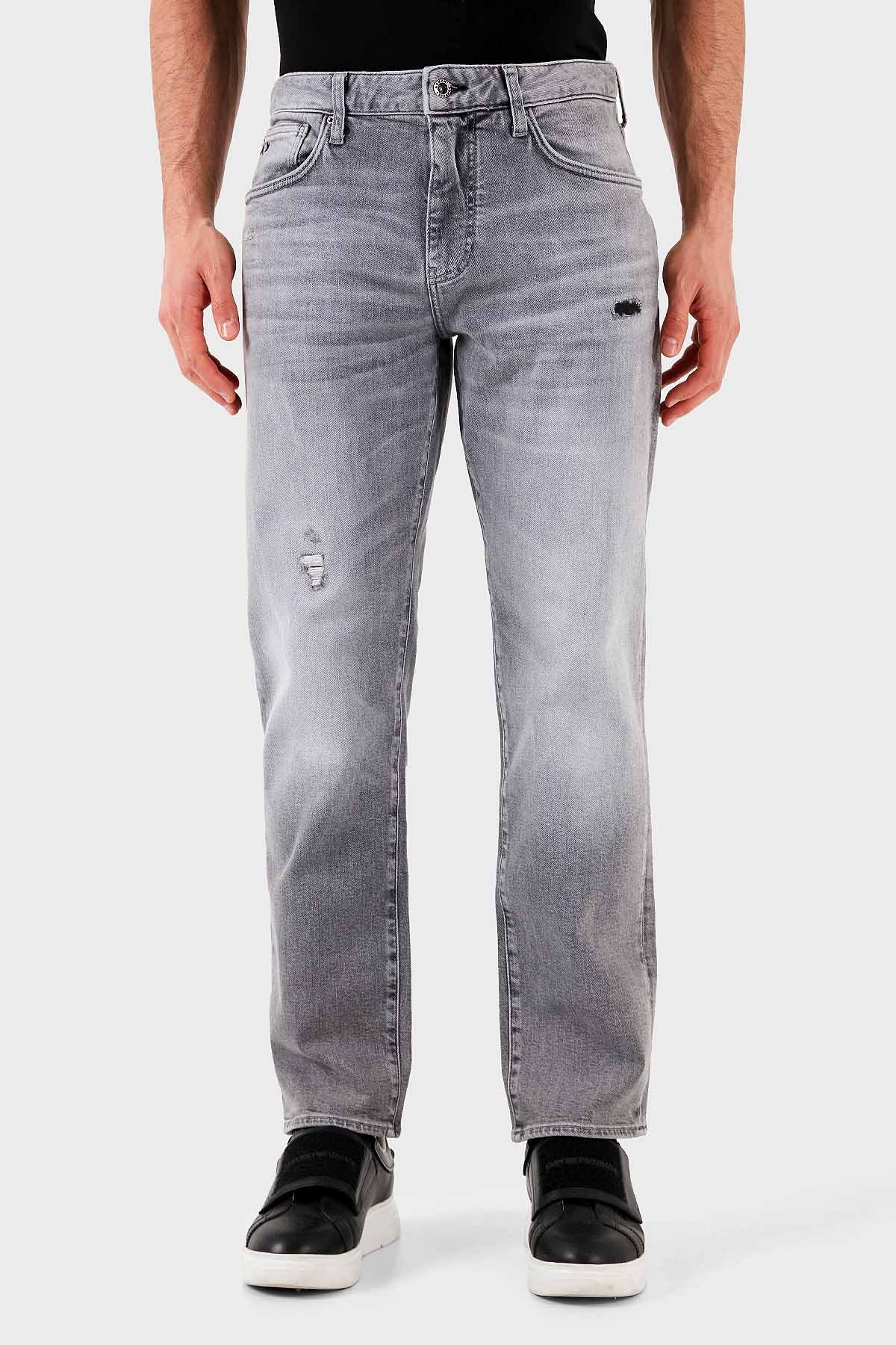 Armani Exchange Streç Pamuklu Slim Fit Normal Bel Düz Paça Jeans Erkek Kot Pantolon XM000049 AF14656 M8088 GRİ