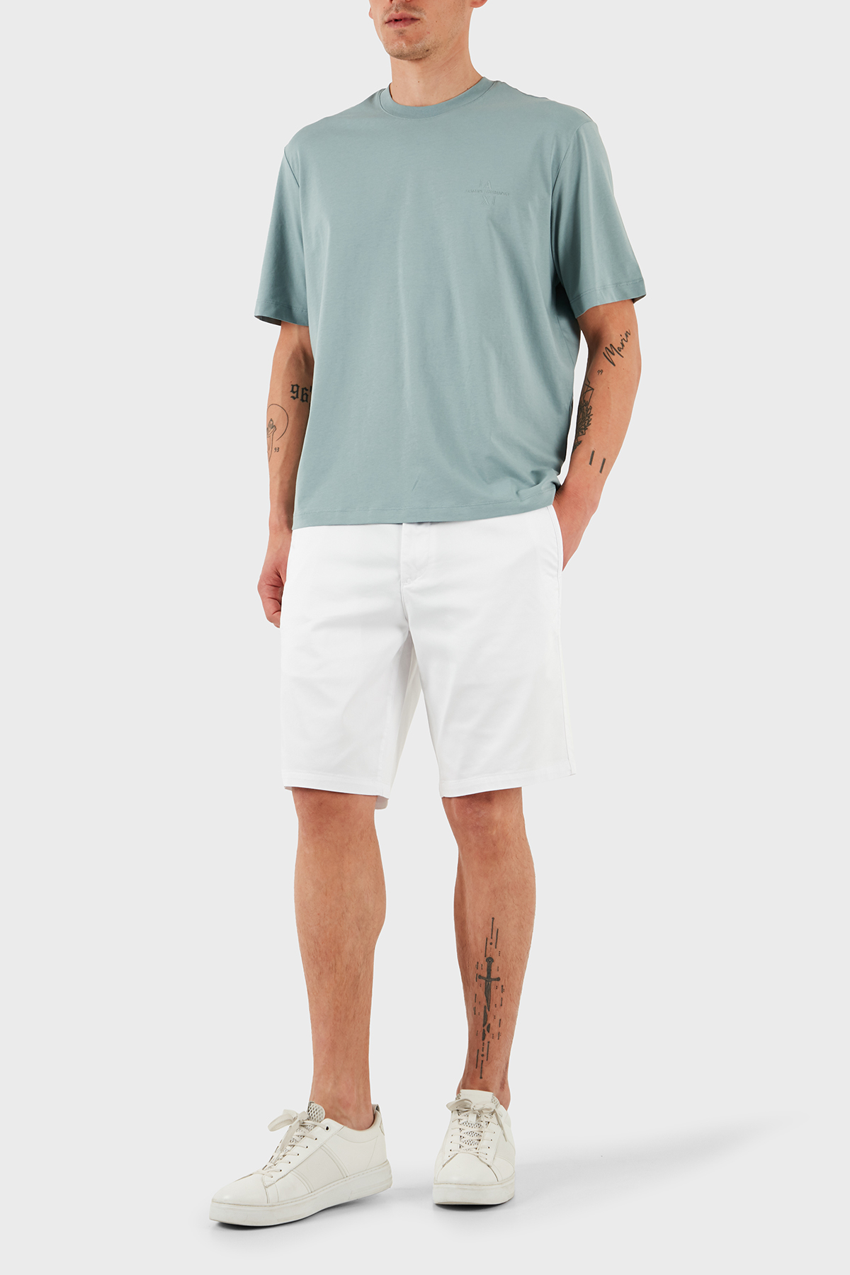 Armani Exchange Streç Pamuklu Slim Fit Normal Bel Erkek Short 8NZS42 ZN1RZ 1100 BEYAZ