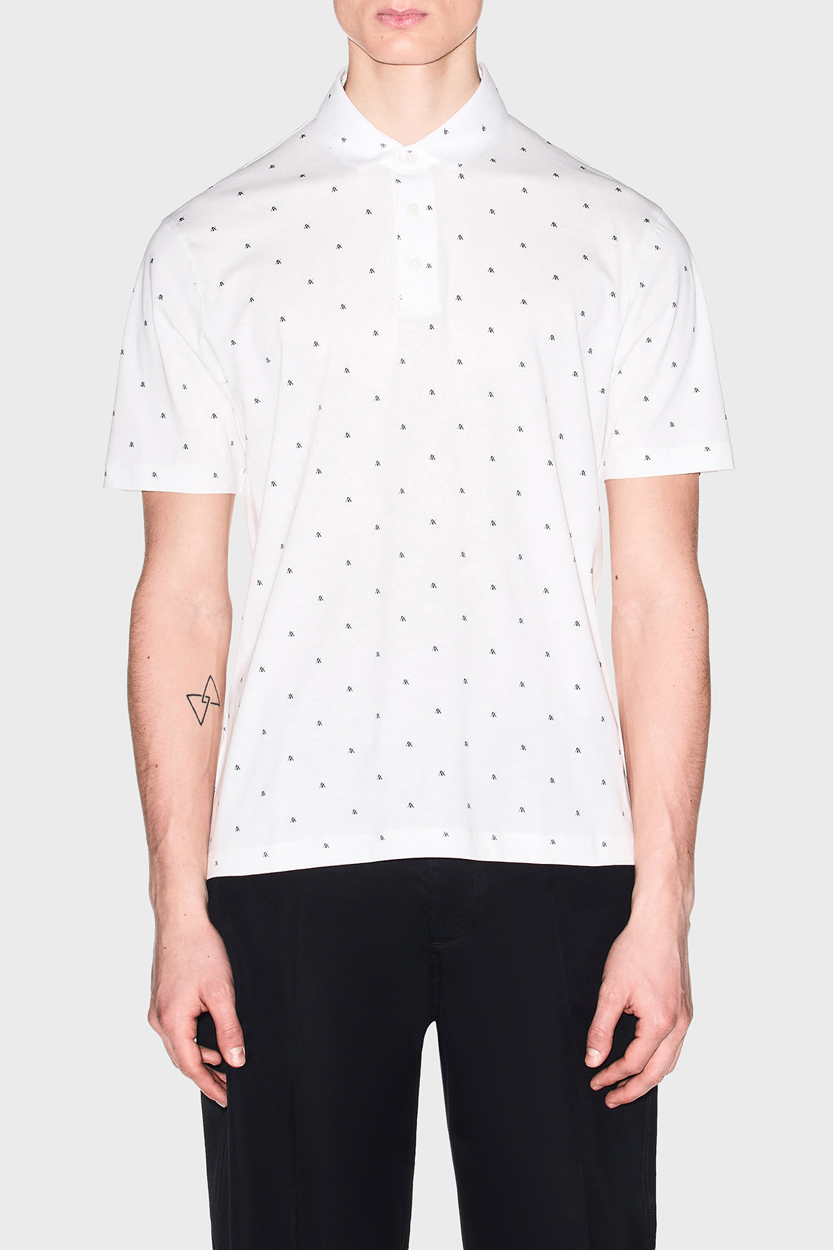 Armani Exchange Tamamı Logolu Pamuklu Regular Fit Düğmeli Erkek Polo XM000735 AF10356 F0198 BEYAZ