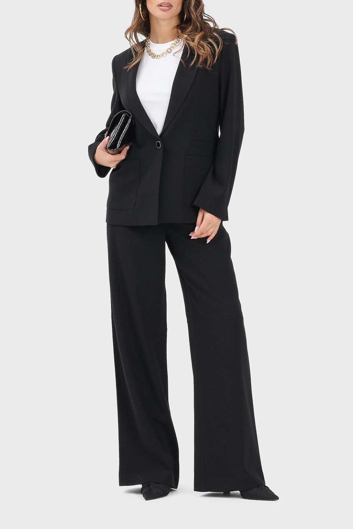 Armani Exchange Wide Leg Yüksek Bel Geniş Paça Bayan Pantolon XW001264 AF16148 UC001 SİYAH