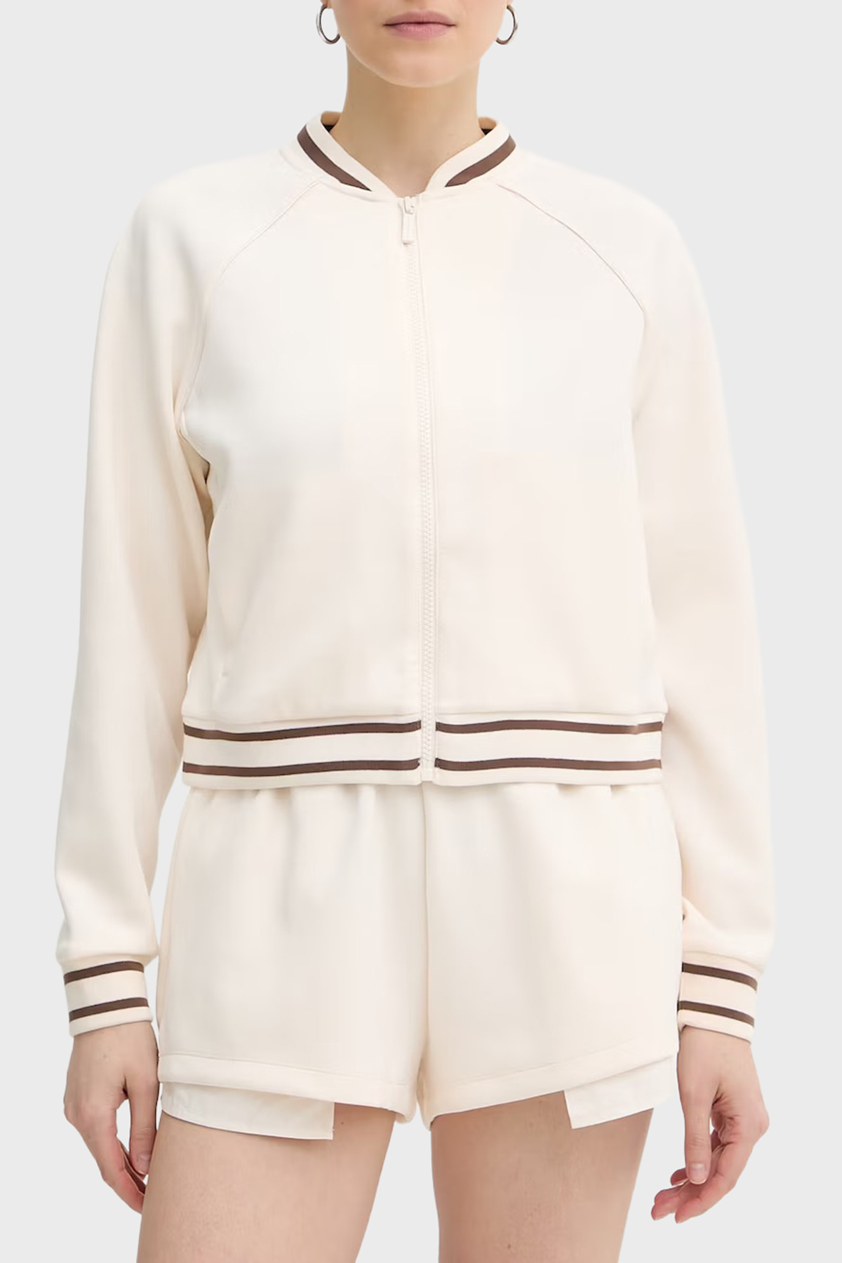 Armani Exchange Yumuşak Dokulu Kolej Yaka Fermuarlı Kadın Sweat XW002071 AF10804 U1003 Ekru