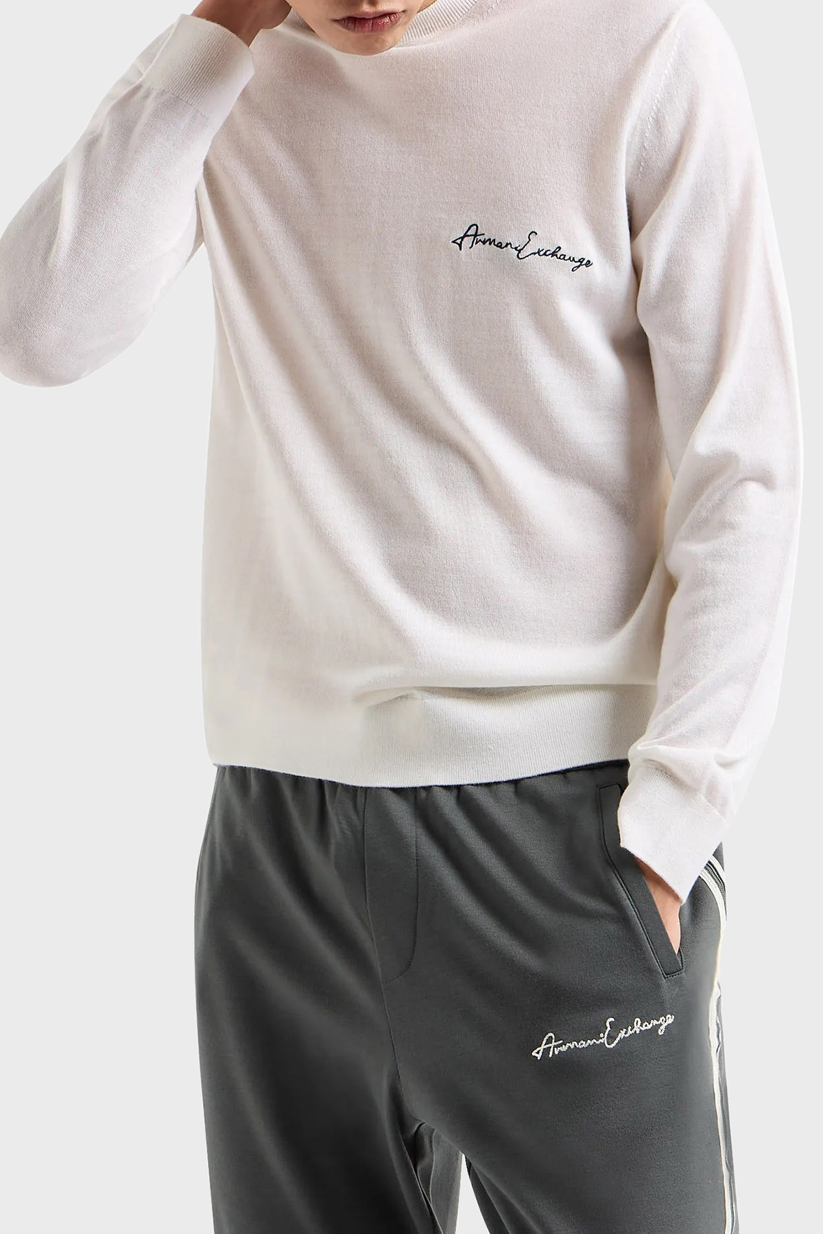 Armani Exchange Yünlü Regular Fit Bisiklet Yaka Erkek Kazak 8NZM5A ZM1YZ 1116 BEYAZ