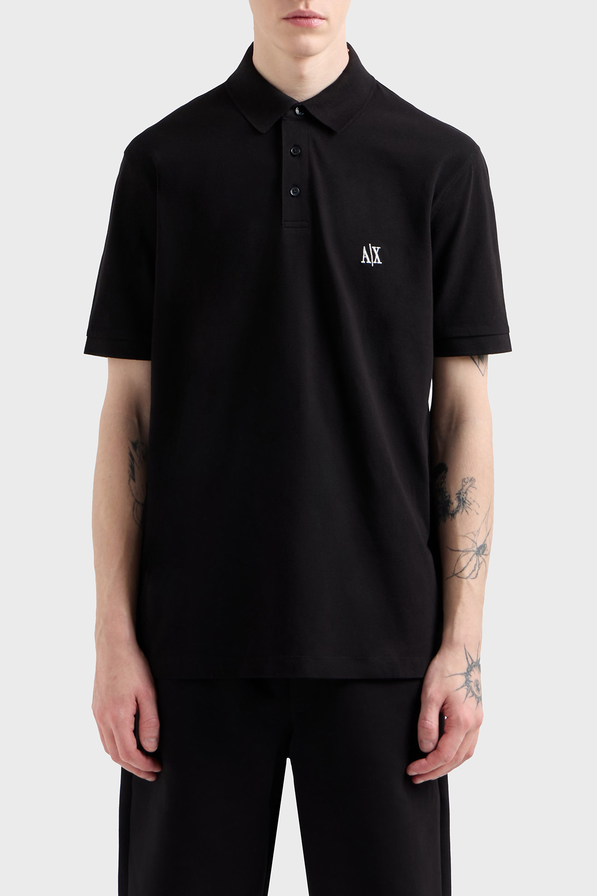 Armani Exchange % 100 Pamuk Regular Fit Düğmeli Erkek Polo Yaka T Shirt XM000367 AF13022 UC001 SİYAH