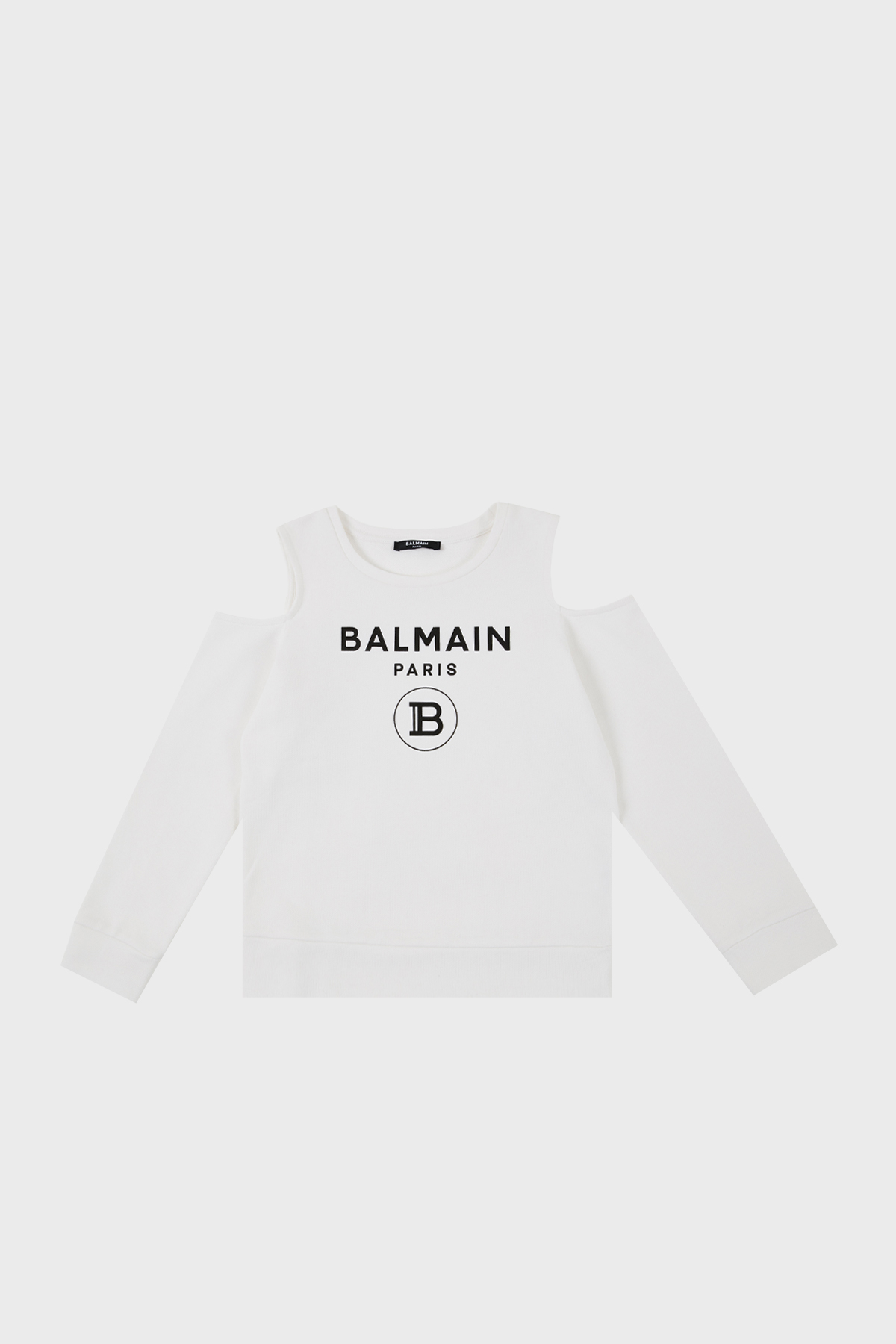 Balmain Pamuklu Bisiklet Yaka Pencereli Çocuk Sweat 6M4020 MX270 130 BEYAZ