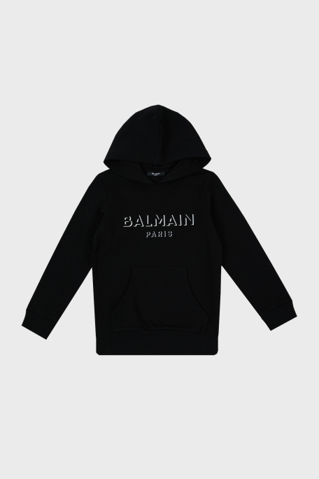 Balmain Pamuklu Kapüşonlu Çocuk Sweat 6O4580 OX370 930 SİYAH