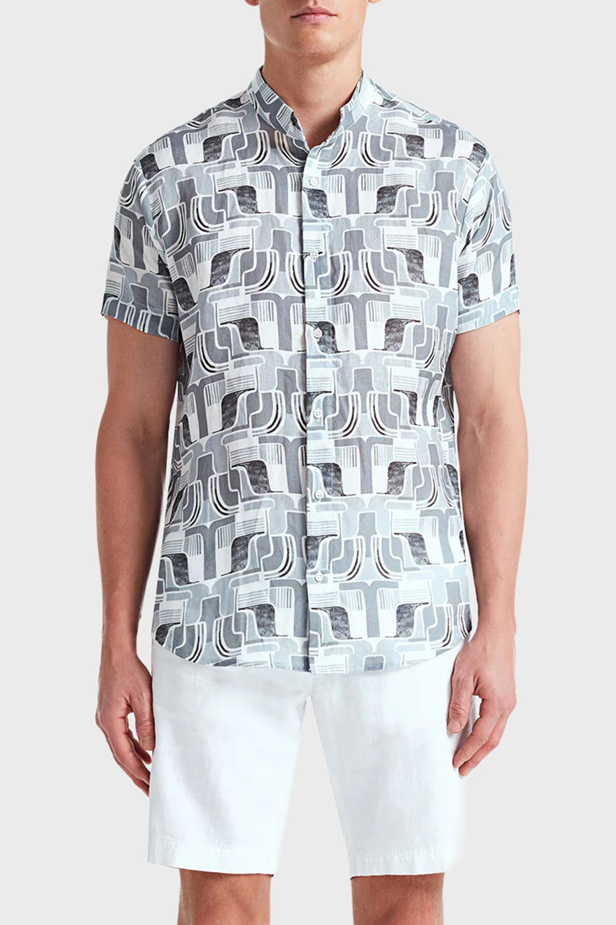 Bluemint % 100 Keten Tapered Fit Normal Bel Erkek Şort EDMUND 112 BEYAZ