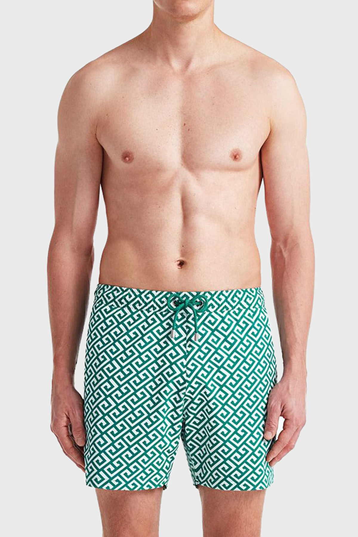 Bluemint Arthus Stretch Regular Fit Deniz Şortu Hızlı Kuruyan Erkek Mayo Short BM23003131MS 922 YEŞİL-BEYAZ