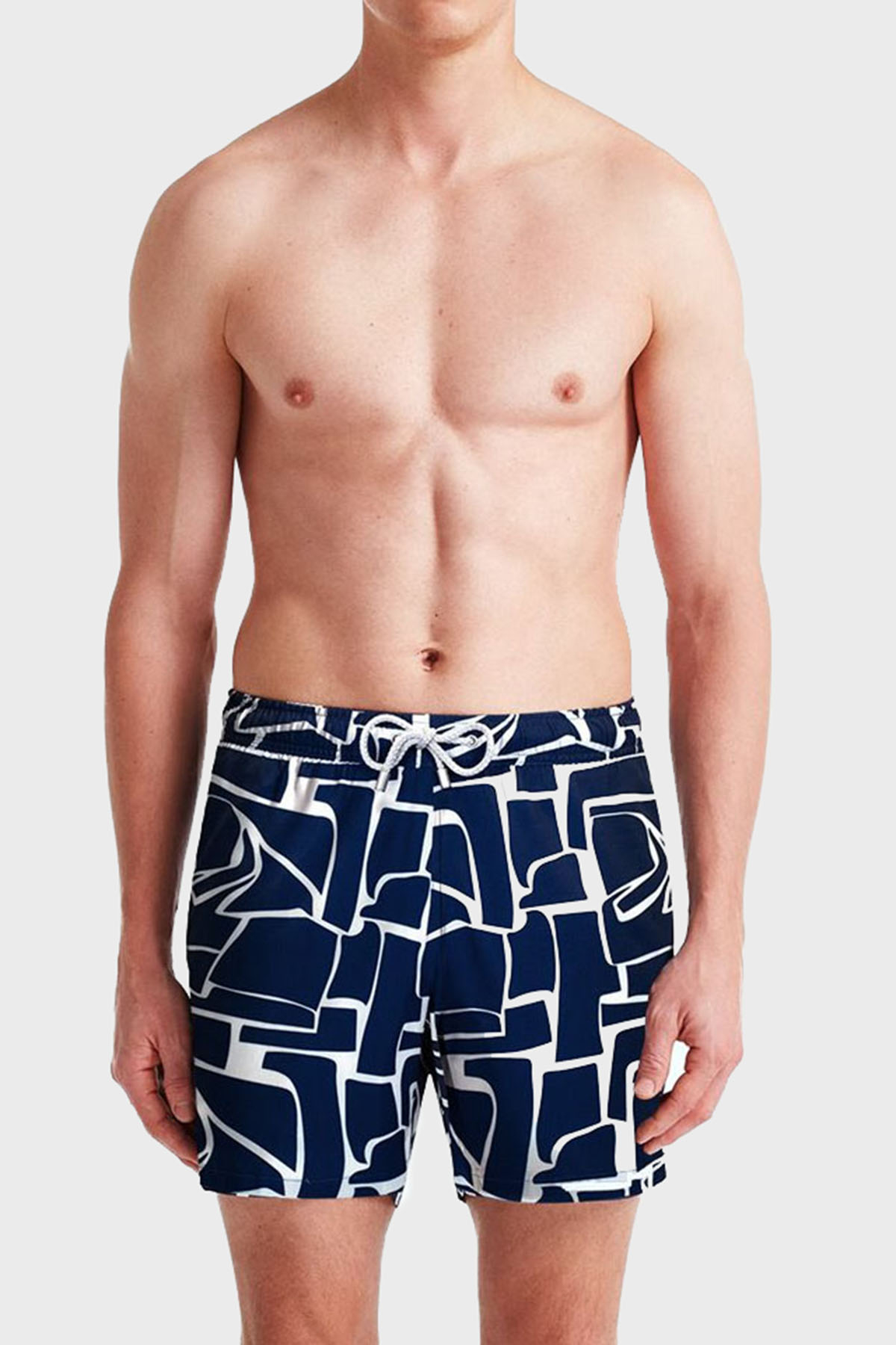 Bluemint Arthus Stretch Regular Fit Deniz Şortu Hızlı Kuruyan Erkek Mayo Short BM23003131MS 925 LACİVERT-BEYAZ