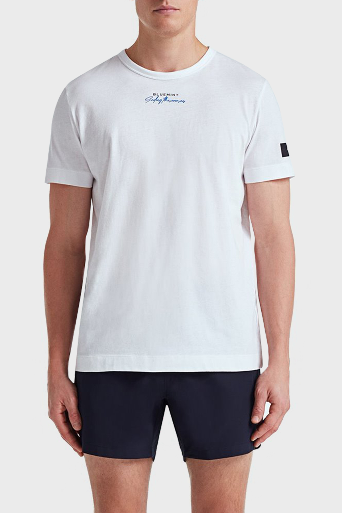 Bluemint Baskılı Bisiklet Yaka Pamuklu Custom Fit Ricci Erkek T Shirt BM23001199MS 952 BEYAZ