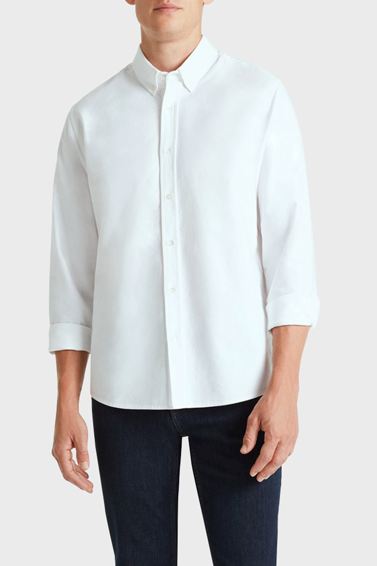 Bluemint Bm Oxford % 100 Pamuk Comfort Fit Düğmeli Yaka Erkek Gömlek BM24002273MW 112 BEYAZ
