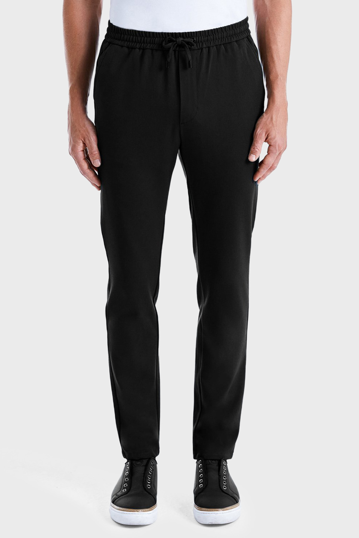 Bluemint Comfort Fit Belden Bağlamalı Düz Paça Jogger Erkek Pantolon BM25009160MW 111 SİYAH