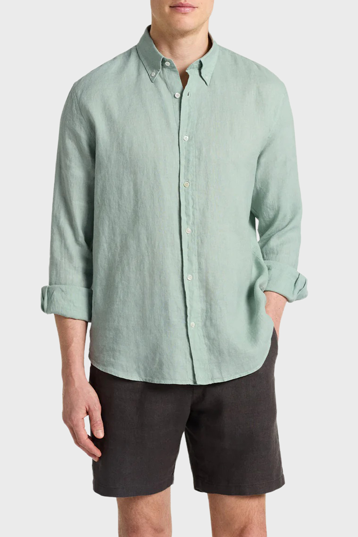 Bluemint Comfort Fit Klasik Yaka Uzun Kollu Keten Erkek Gömlek MARTIN1 144 YEŞİL