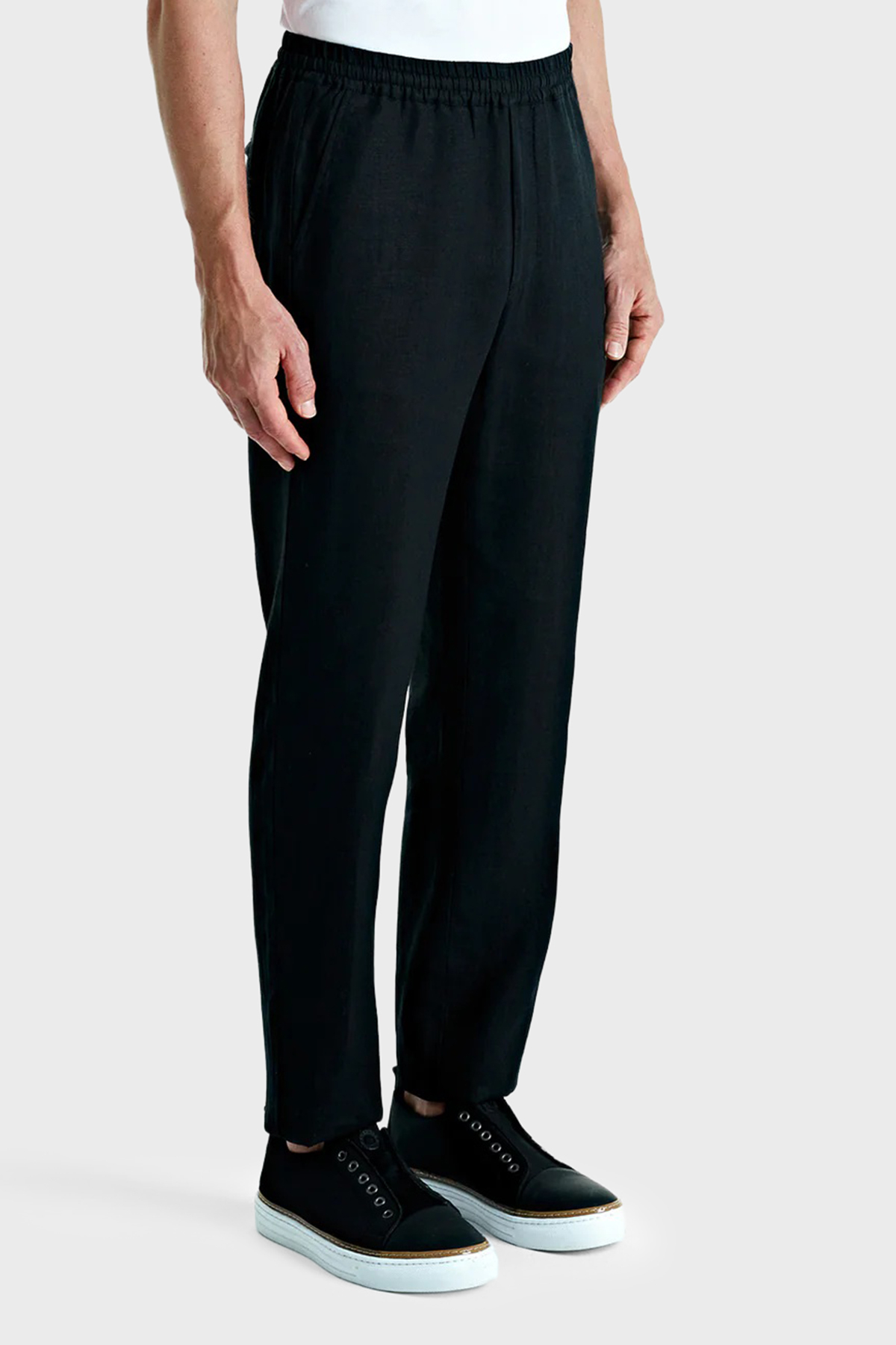 Bluemint Comfort Normal Bel Daralan Paça Keten Jogger Erkek Pantolon EDANJOGG 111 SİYAH