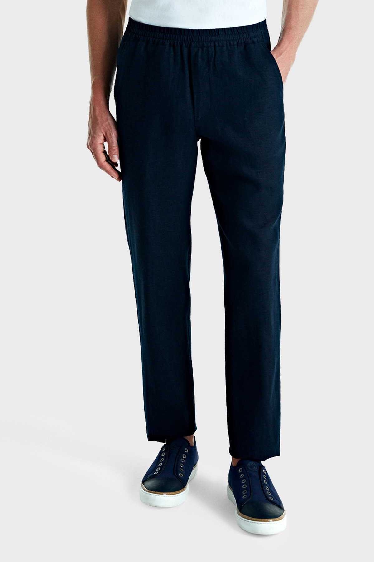 Bluemint Edan % 100 Keten Comfort Fit Jogger Erkek Pantolon BM24009296MS 155 LACİVERT