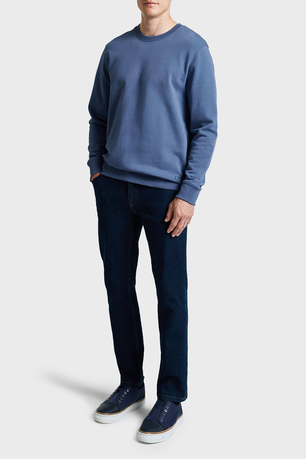 Bluemint Fenix % 100 Pamuk Regular Fit Bisiklet Yaka Erkek Sweat BM24019097MW1 104 KOYU MAVİ