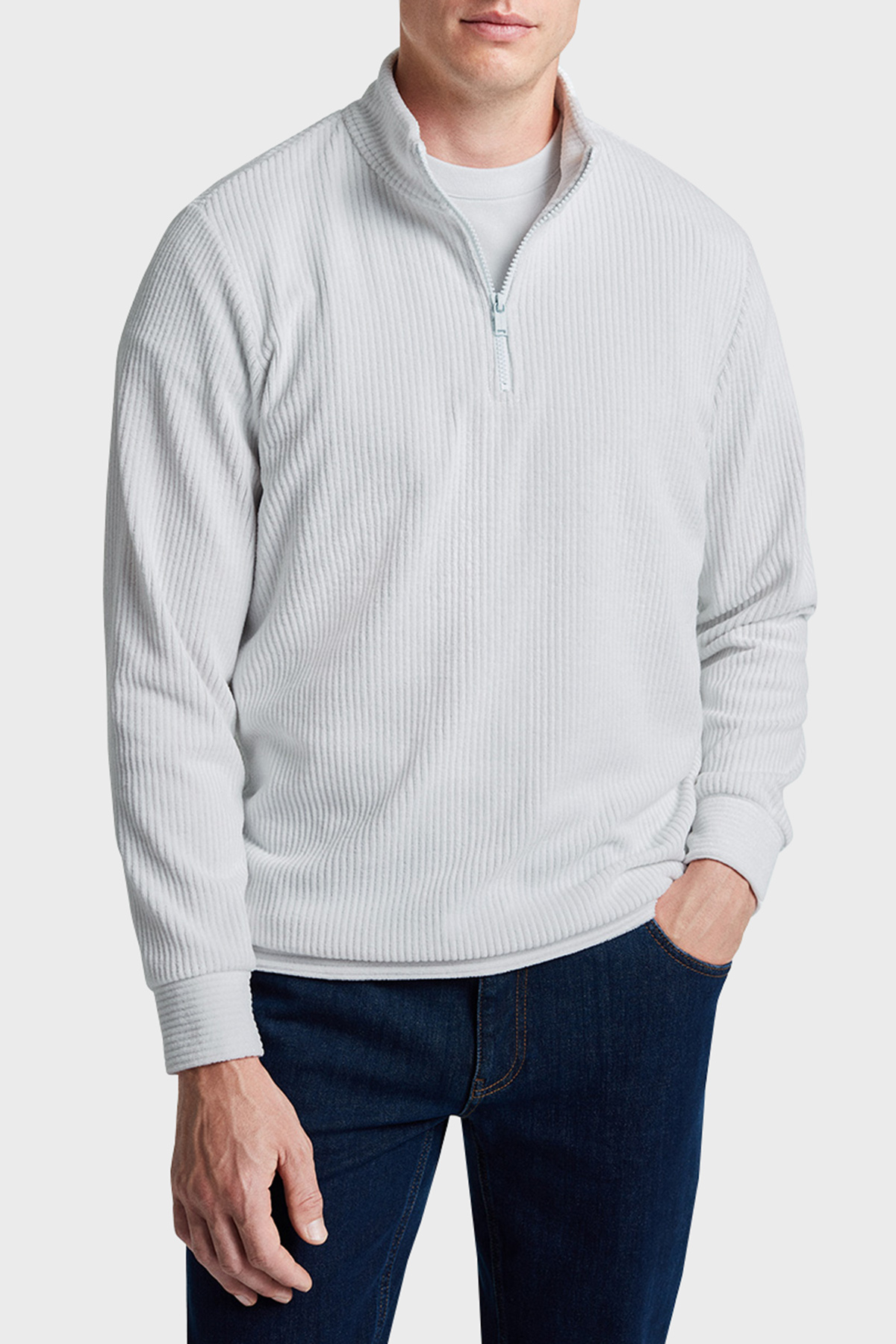 Bluemint Gael Fitilli Comfort Fit Dik Yaka Kadife Erkek Sweat BM24019345MW 630 MİNT