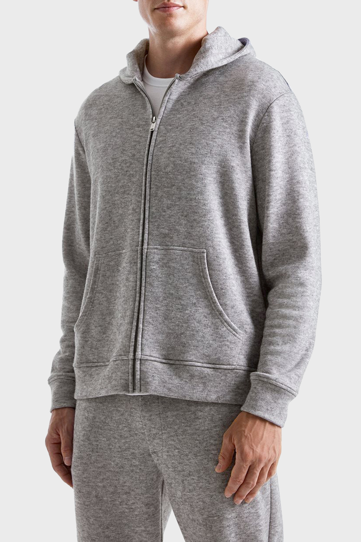 Bluemint Jasper Comfort Fit Kapüşonlu Fermuarlı Erkek Sweat BM24019360MW 105 GRİ MELANJ