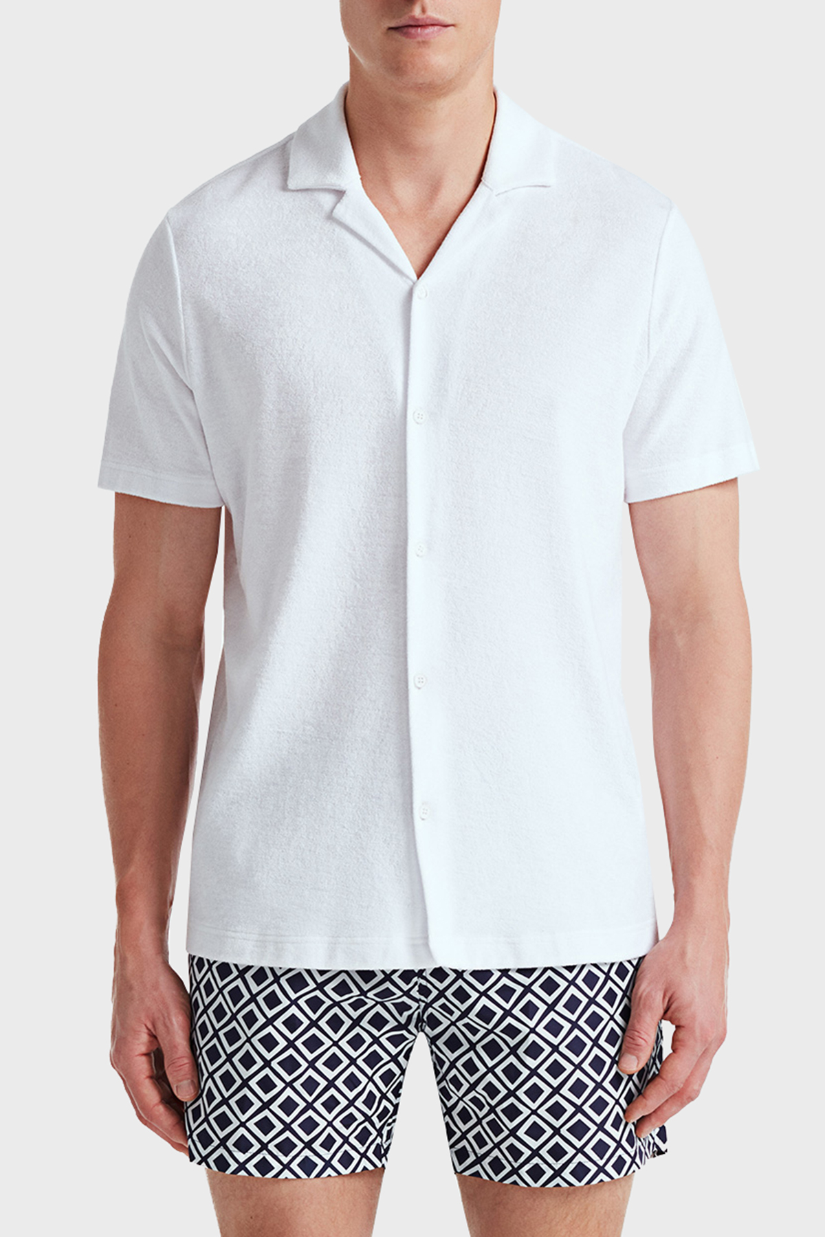 Bluemint Mars Havlu Pamuklu Comfort Fit Kısa Kollu Erkek Gömlek BM24002254MS 112 BEYAZ