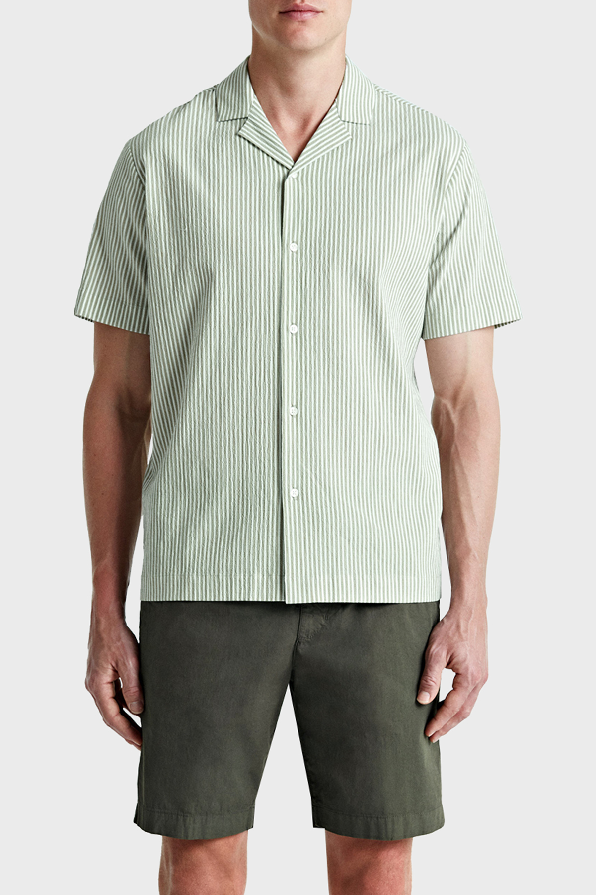 Bluemint Mars Streç Pamuklu Comfort Fit Kısa Kollu Erkek Gömlek BM24002295MS 1006 YEŞİL