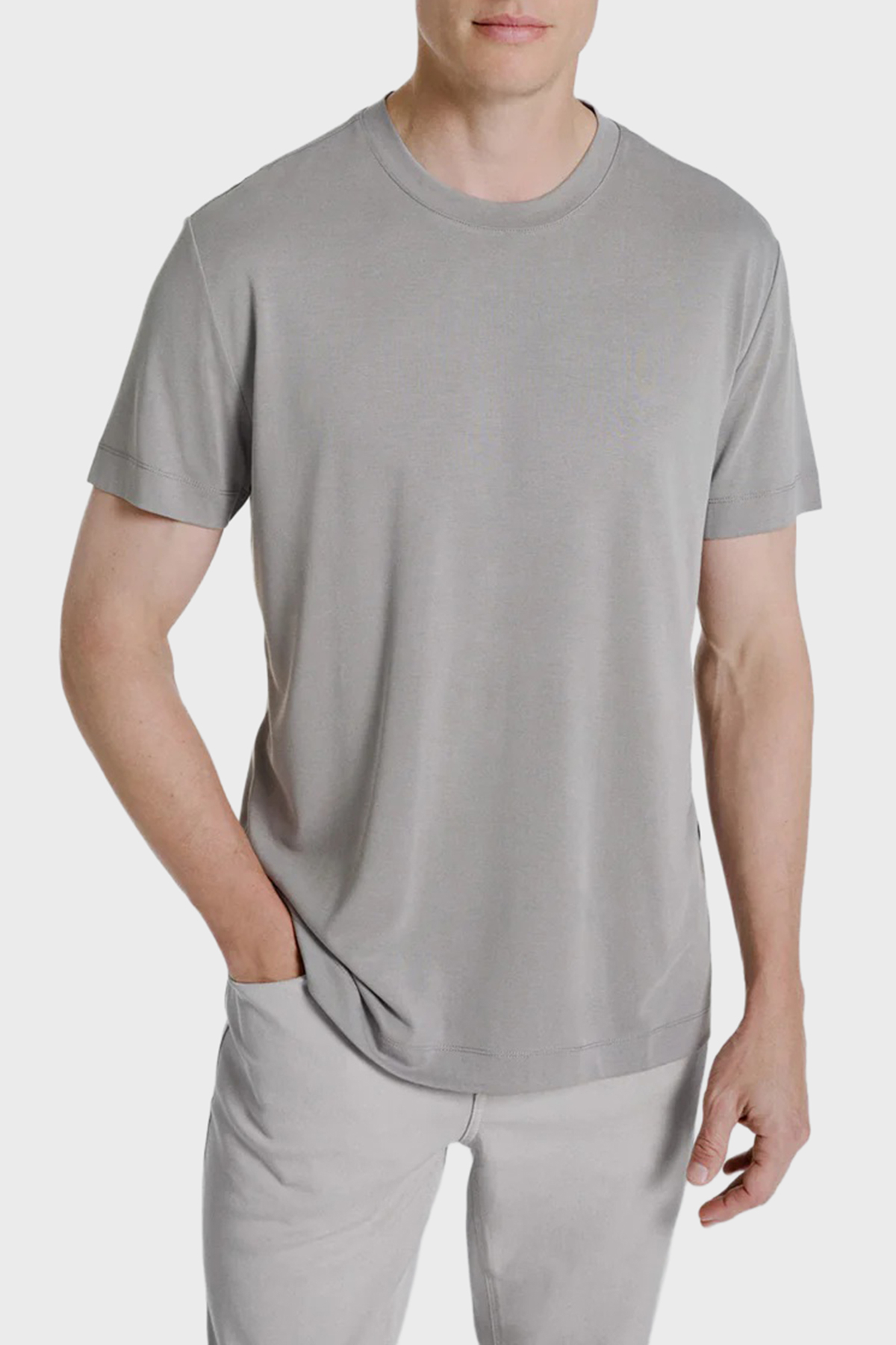 Bluemint Modal Kumaş Bisiklet Yaka Basic Erkek T Shirt SORATEE 1329 GRİ