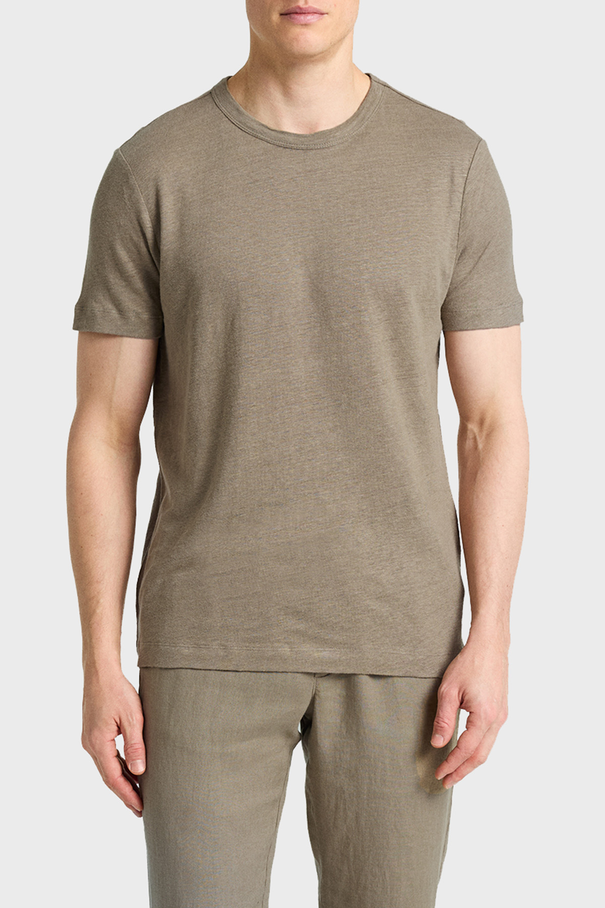 Bluemint Pamuklu Comfort Fit Sıfır Yaka Erkek T Shirt BM25001303MS 836 AÇIK HAKİ