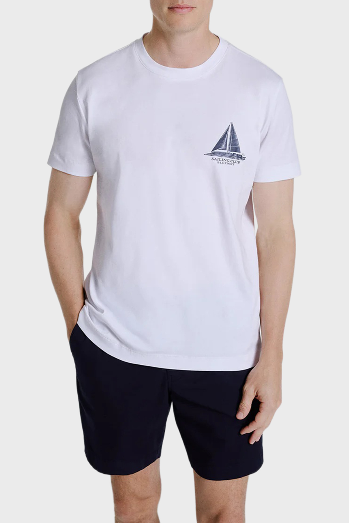 Bluemint Pamuklu Relaxed Fit Sırt Baskılı Bisiklet Yaka Erkek T Shirt NOLANPRINT 1337 BEYAZ