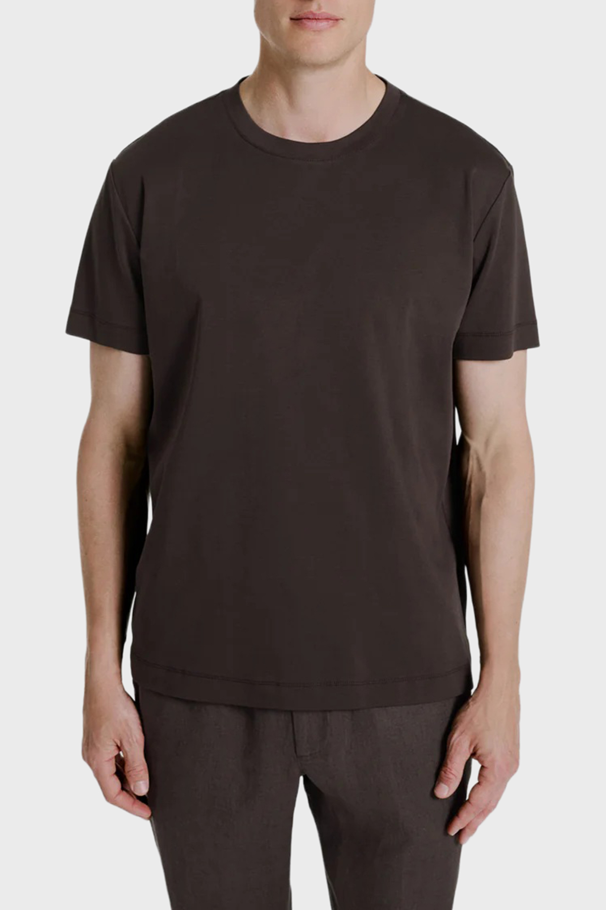 Bluemint Rahat % 100 Pamuk Bisiklet Yaka Erkek T Shirt NOLAN 1327 KAHVE