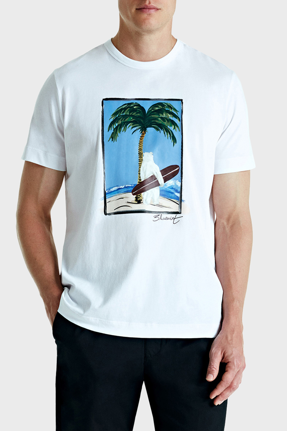 Bluemint Ricci Yumuşak Pamuklu Fitted Erkek T Shirt BM24001199MS 1027 BEYAZ