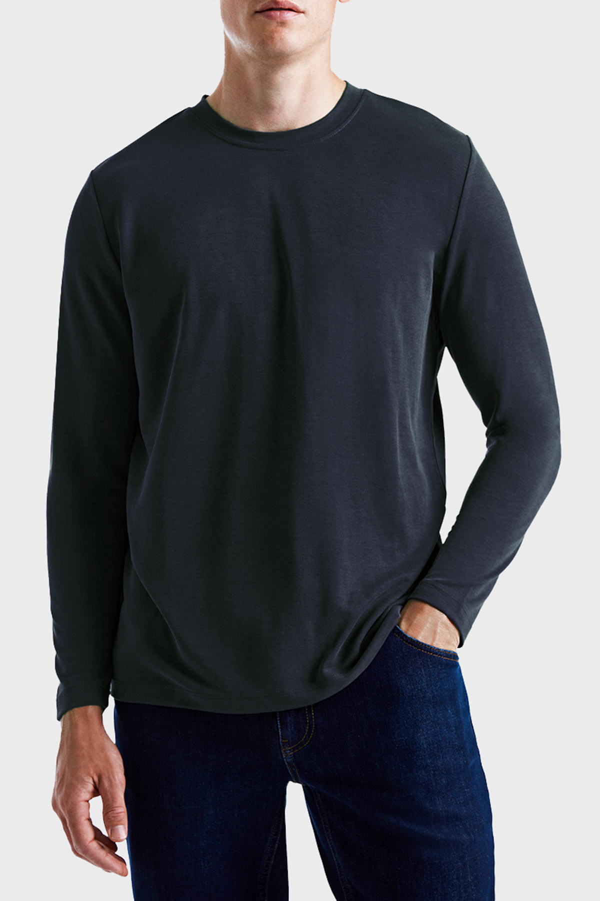 Bluemint Seth Long Modal Comfort Fit Bisiklet Yaka Uzun Kollu Erkek T Shirt BM24001334MW 155 LACİVERT