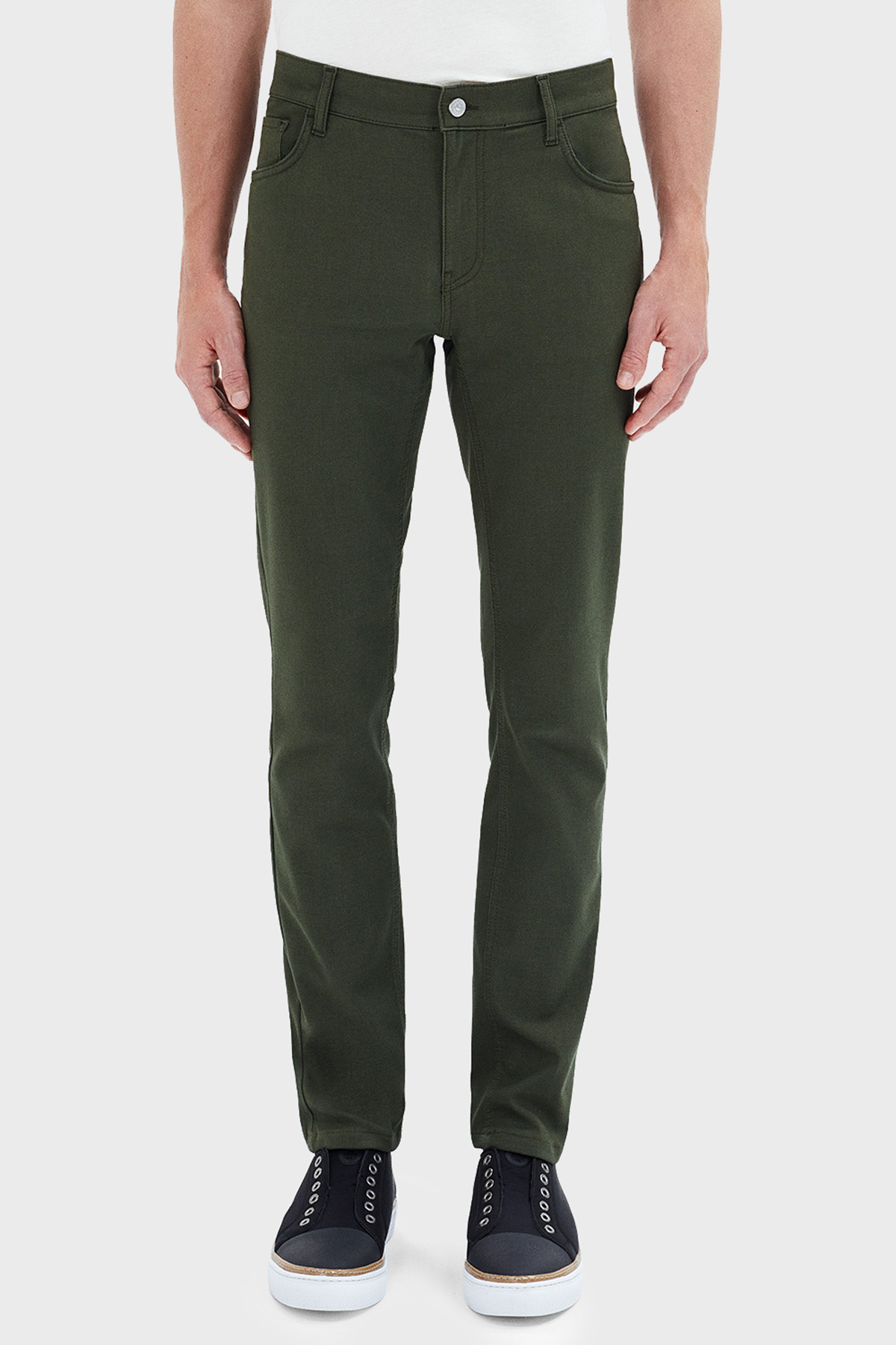 Bluemint Streç Pamuklu Slim Fit Normal Bel Düz Paça Erkek Pantolon BM23009178MS 555 Olive