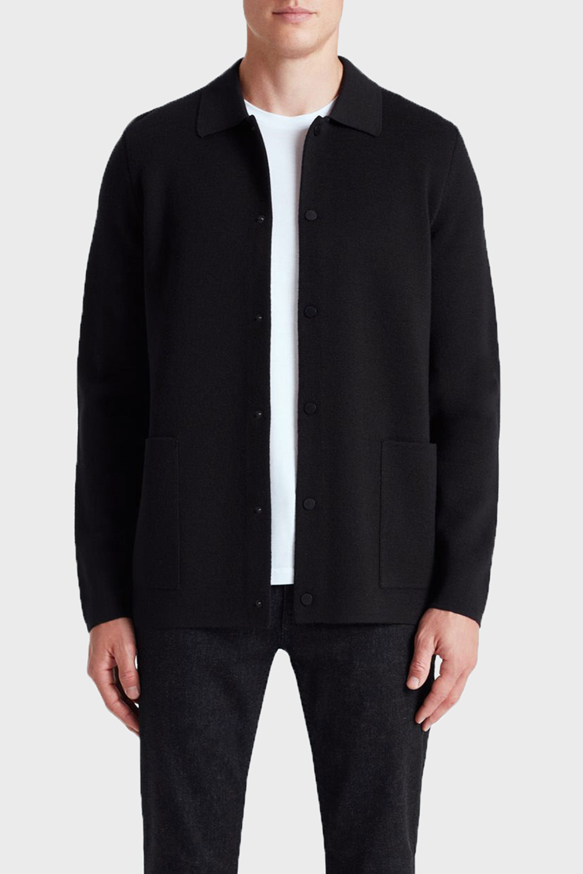 Bluemint Stuart Yünlü Relaxed Fit Düğmeli Erkek Polo Yaka Kazak BM25020219MW 111 SİYAH