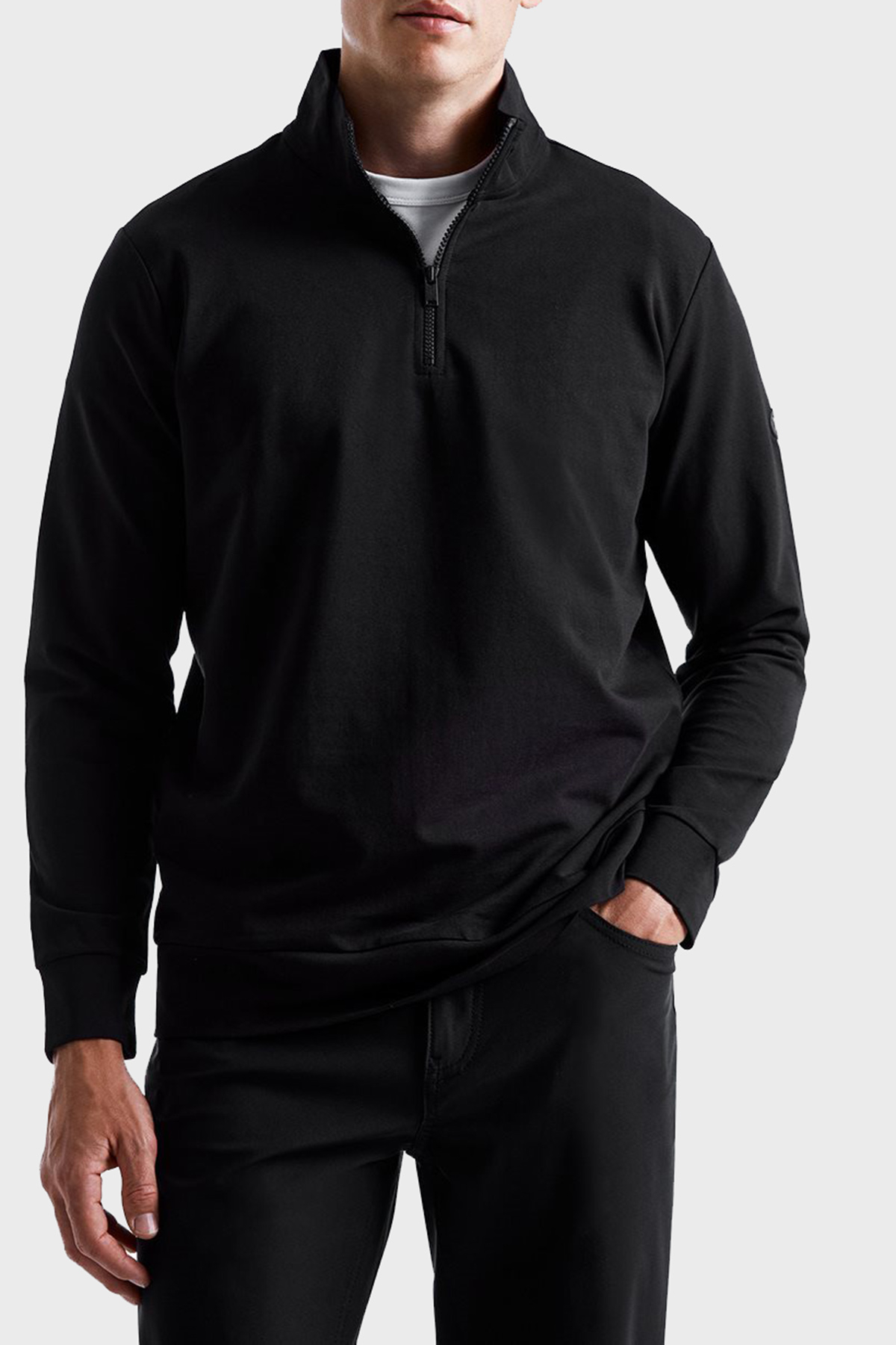 Bluemint Wesley Streç Pamuklu Regular Fit Dik Yaka Erkek Sweat BM22019247MW 111 SİYAH