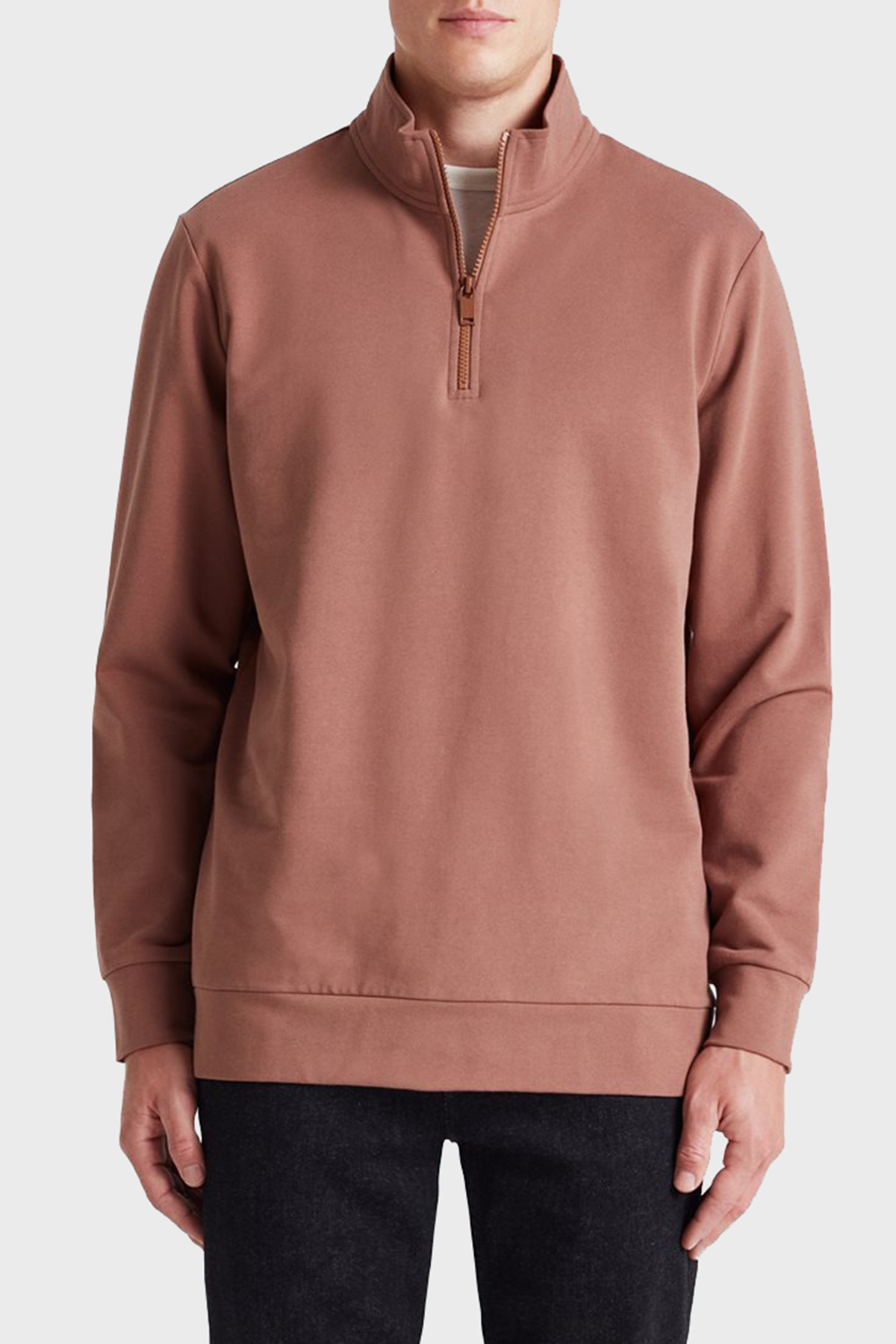 Bluemint Wesley Streç Pamuklu Regular Fit Dik Yaka Erkek Sweat BM22019247MW 859 TABA