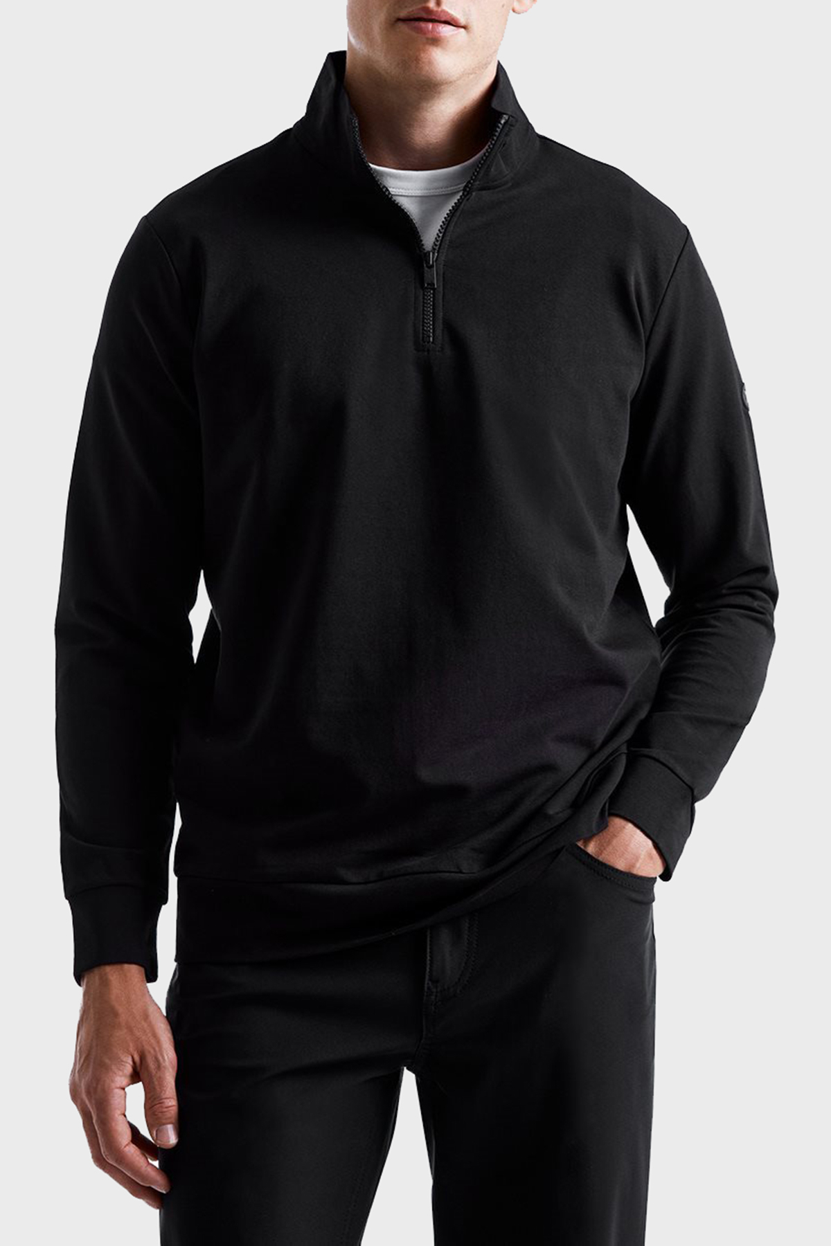 Bluemint Wesley Streç Pamuklu Regular Fit Dik Yaka Erkek Sweat BM23019247MW 111 SİYAH